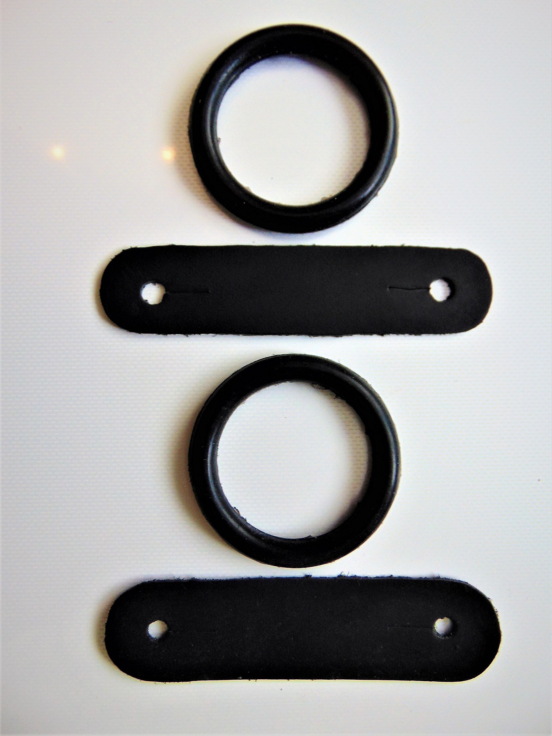 S-Products PEACOCK SAFETY IRONS STIRRUPS RUBBER RINGS & LEATHER CLIPS TABS REPLACEMENT 1 PAIR (Black)