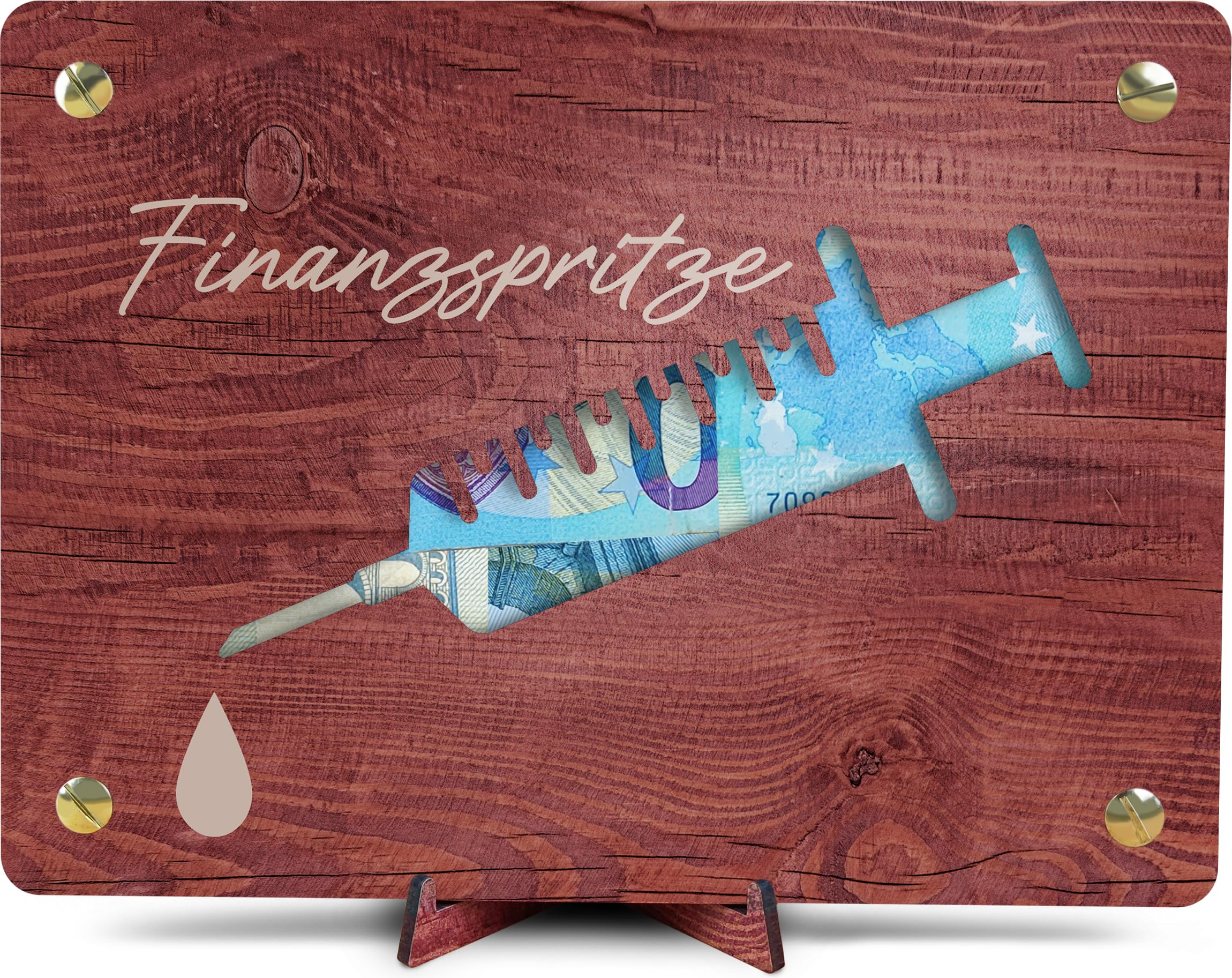 Finanzspritze Geldgeschenk - XL Geburtstagskarte aus Holz inkl. Ständer | Geldgeschenke Geburtstag, Geld Geschenk Geburtstag, Geldgeschenk Geburtstag, Geldgeschenke Verpackung, Geburtstagskarte
