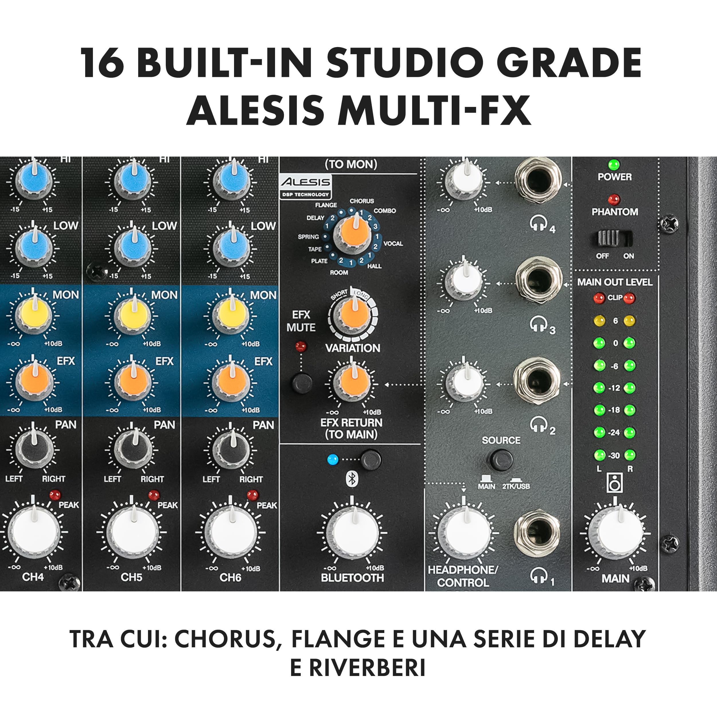 ALTO TrueMix 800FX - Mixer Audio Con 4 Ingressi XLR Microfonici, Interfaccia USB Audio e Bluetooth Per Podcast, Live, Registrazione, DJ, Mac e Windows