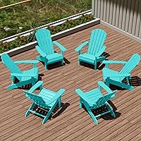 Vista 35 de YEFU Silla Adirondack Resistente a la Intemperie: Sillas Adirondack de Plástico - Sillas de Patio con Portavasos y Textura de Madera - Silla