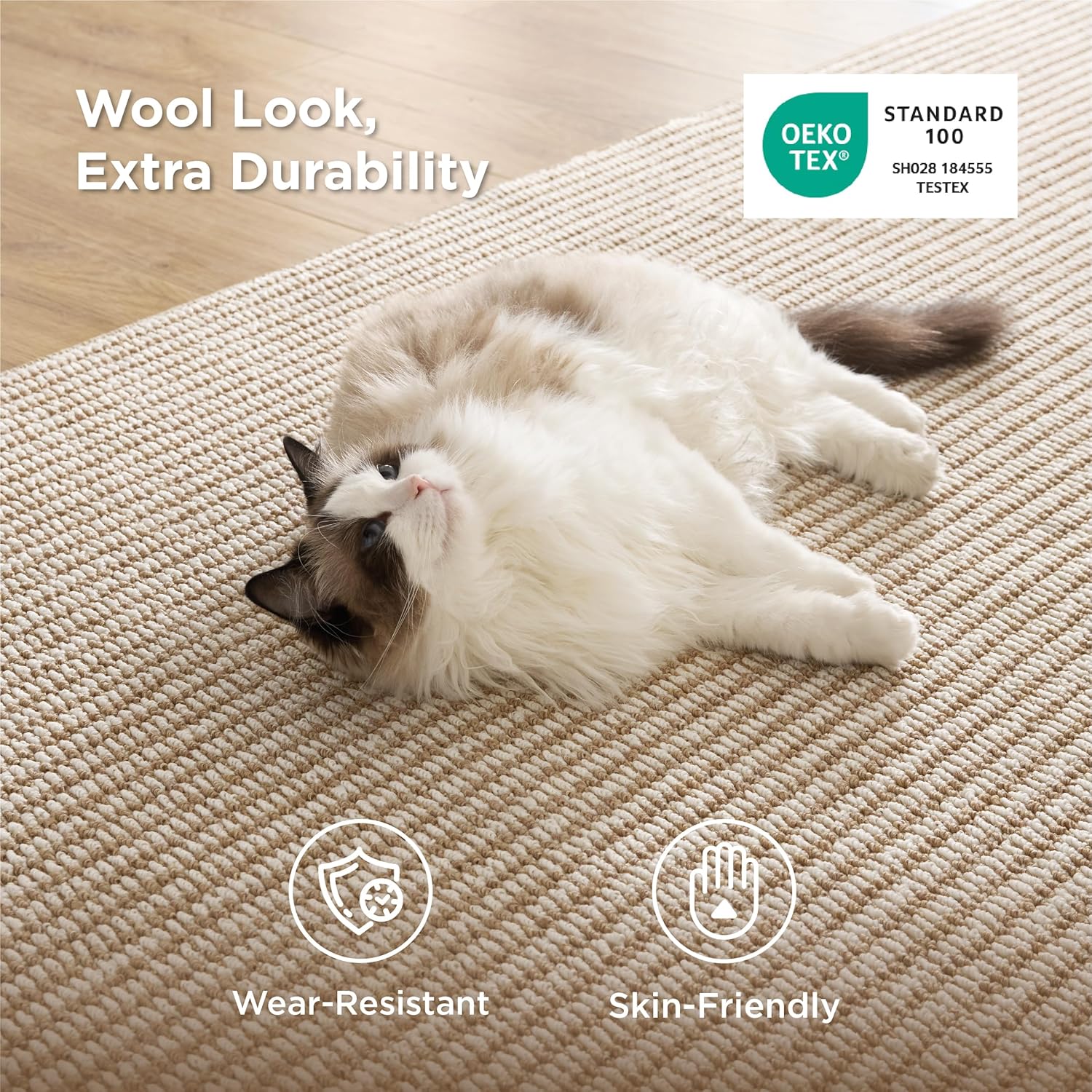 bedsure 5x7 faux wool area rugs for living room, machine washable carpet, non-slip backing, pet friendly throw rug for bedroom dining room, natural ivory 5'x7' 07 - natural ivory