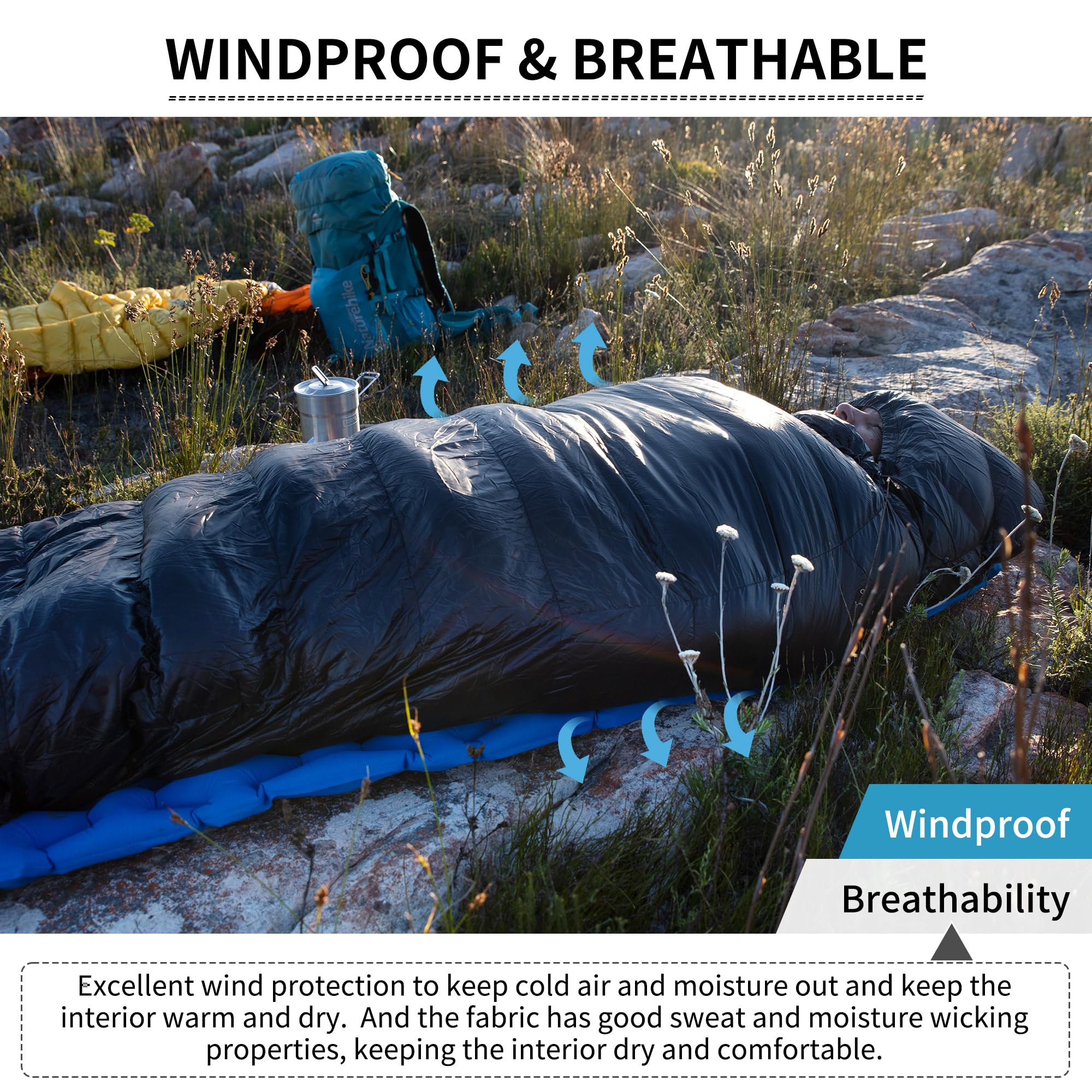 Naturehike CW1000 Saco de dormir de plumón ultraligero portátil compacto invierno saco de dormir 4 estaciones para adultos y niños al aire libre camping senderismo viajes con saco de compresión
