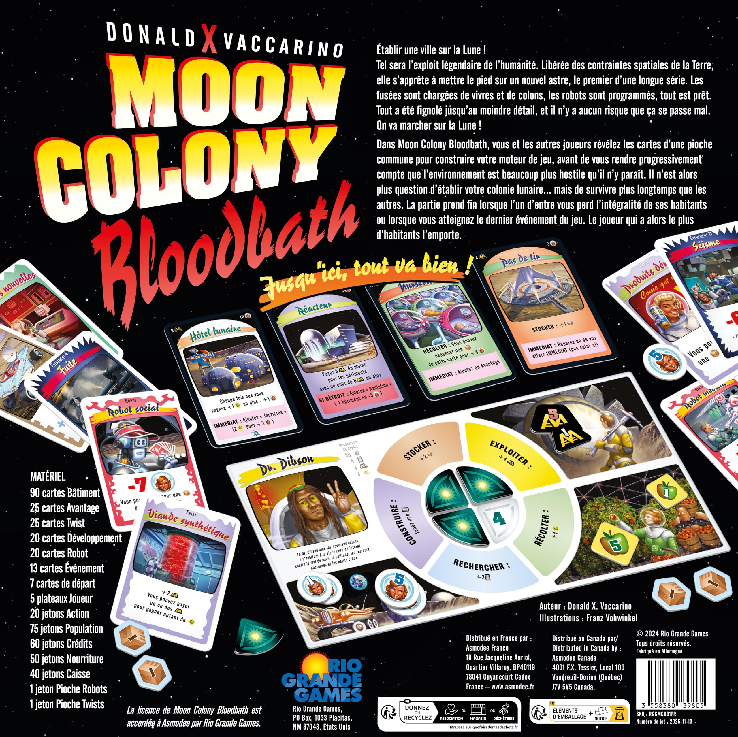 Asmodee - Moon Colony Bloodbath - Rio Grande Games - Gioco di carte SF strategico - Giocatori esperti - da 14 Anni - 1 a 5 Giocatori - 45-90 Min - Versione francese