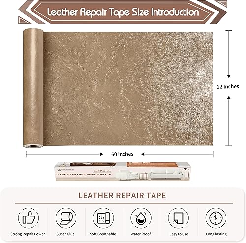 Vista 85 de KING MOUNTAIN Cinta de reparación de cuero, 16 x 60 pulgadas, gris, autoadhesiva, impermeable, ecológica