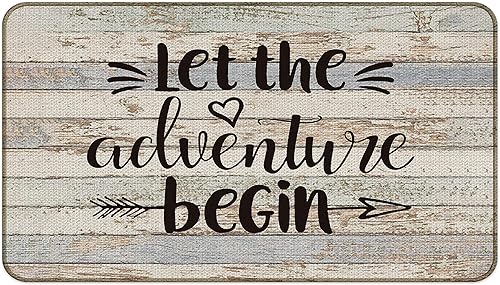 Tapete antideslizante para caravana, 30 x 17 pulgadas, tapete decorativo para puerta de caravana para interior, color marrón