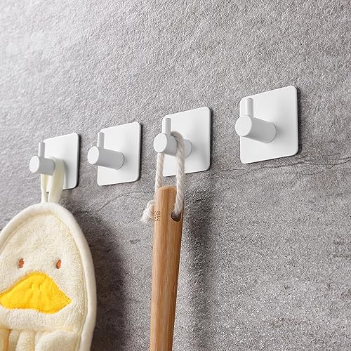Miniatura 5 de YIGII Ganchos adhesivos  Gancho para toallas, ganchos de pared resistentes para colgar batasabrigos en baño, dormitorio, acero inoxidable SUS-304,