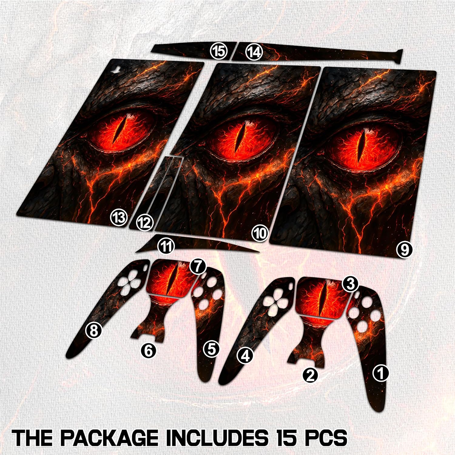 Skin Sticker for Game Console 5 Cover - Dragon Eyes, Compatible with Both Disc Edition & Digital Edition (not Slim Ver) - 2 Controller Skins & Console Skin - No Bubble, Full Protection - Image 2