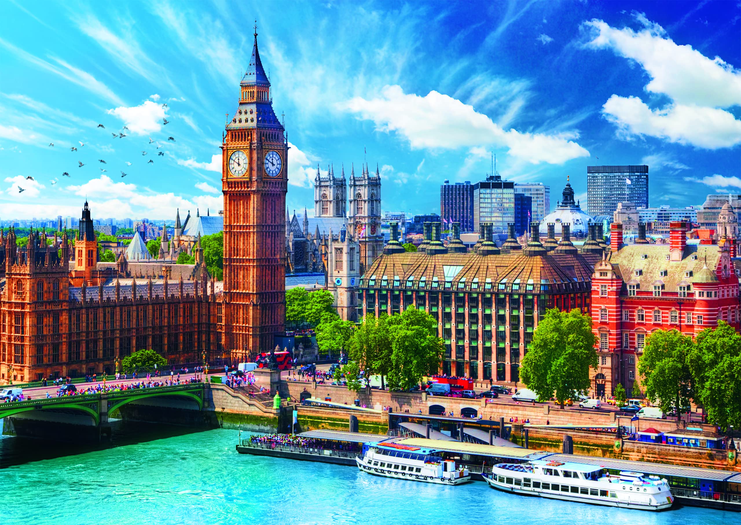 Trefl, Puzzle, Día Soleado en Londres, de 500 Piezas, Inglaterra, Monumentos de Londres, Big Ben, Puzzle con Vistas a la Ciudad, para Fans de Londres, Capital de Inglaterra — view 2