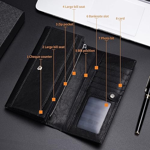 Miniatura 4 de Colins Keirs Cartera larga de cuero carteras rodeo con cremallera para hombre con regalo negro Negro - Cartera Rodeo