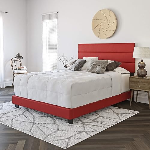 Miniatura 58 de Boyd Sleep Milan - Marco de cama de lino negro con plataforma totalmente tapizada con cabecero ajustable, base o somier calificado para su uso Negro