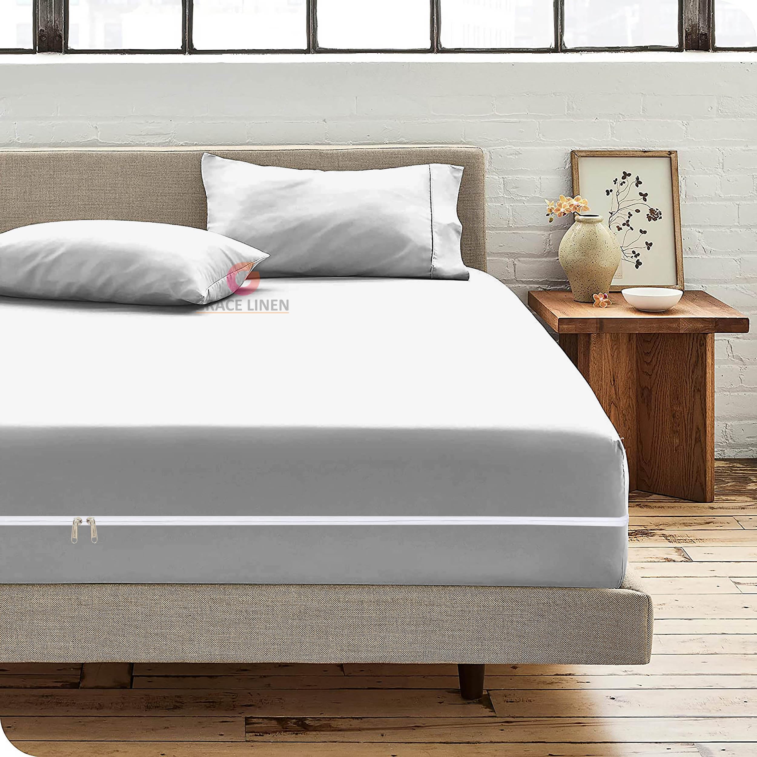 Soft Mattress Protector 72" X 72" (6 x 6 Feet) Fits 8 Inch Deep Pocket Pocket - Microfiber 1 Zipper Mattress Cover with 2 Pillow Cover 18X28 - Super Smooth & Breathable - Silver Grey-image-29