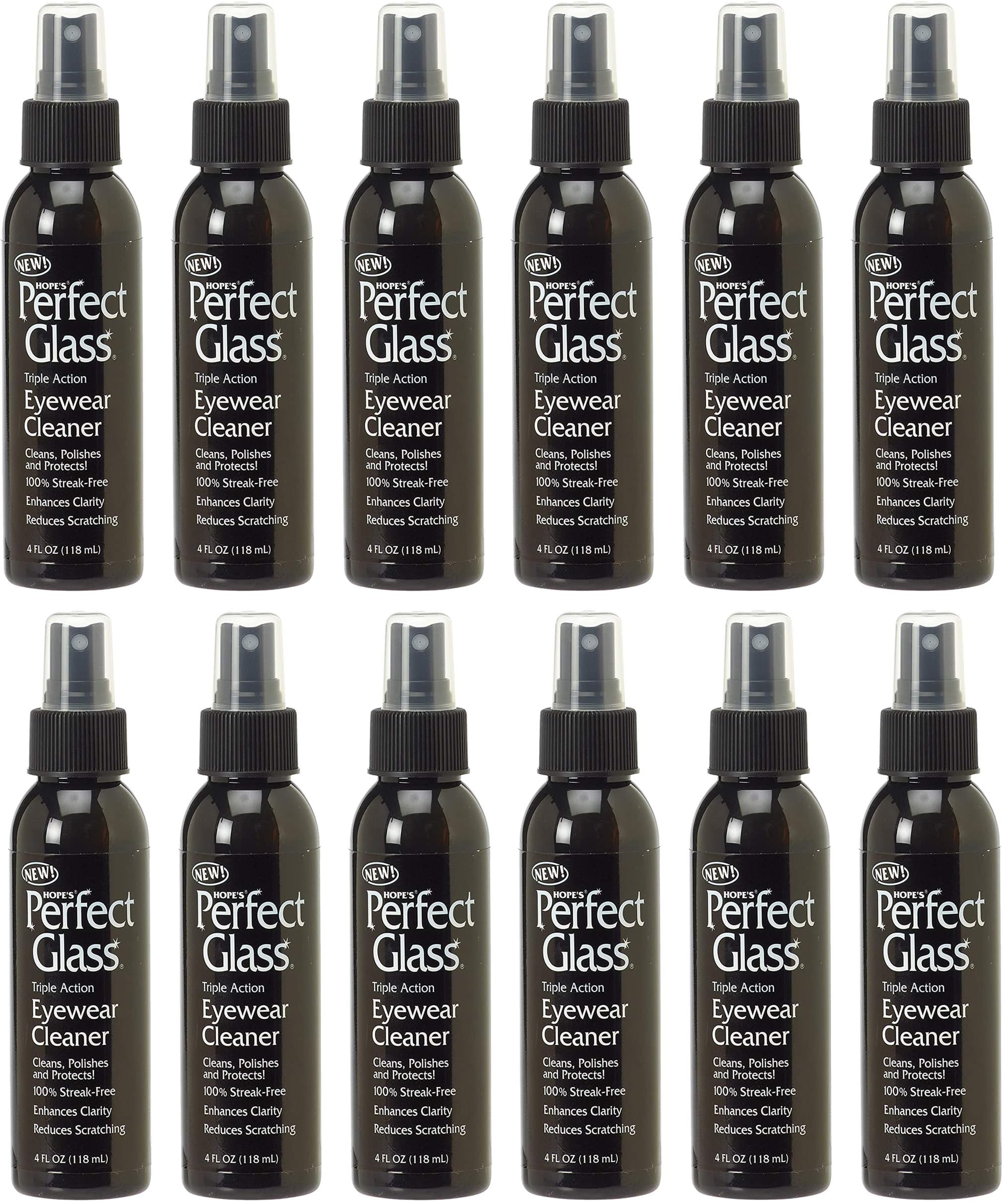 HOPE'SPerfect Glass Eyewear Cleaner - Anti Fog Spray for Glasses and Sunglasses - Anti Scratch and Anti Glare Lens Cleaner Spray, 4 Fl Oz, Pack of 12