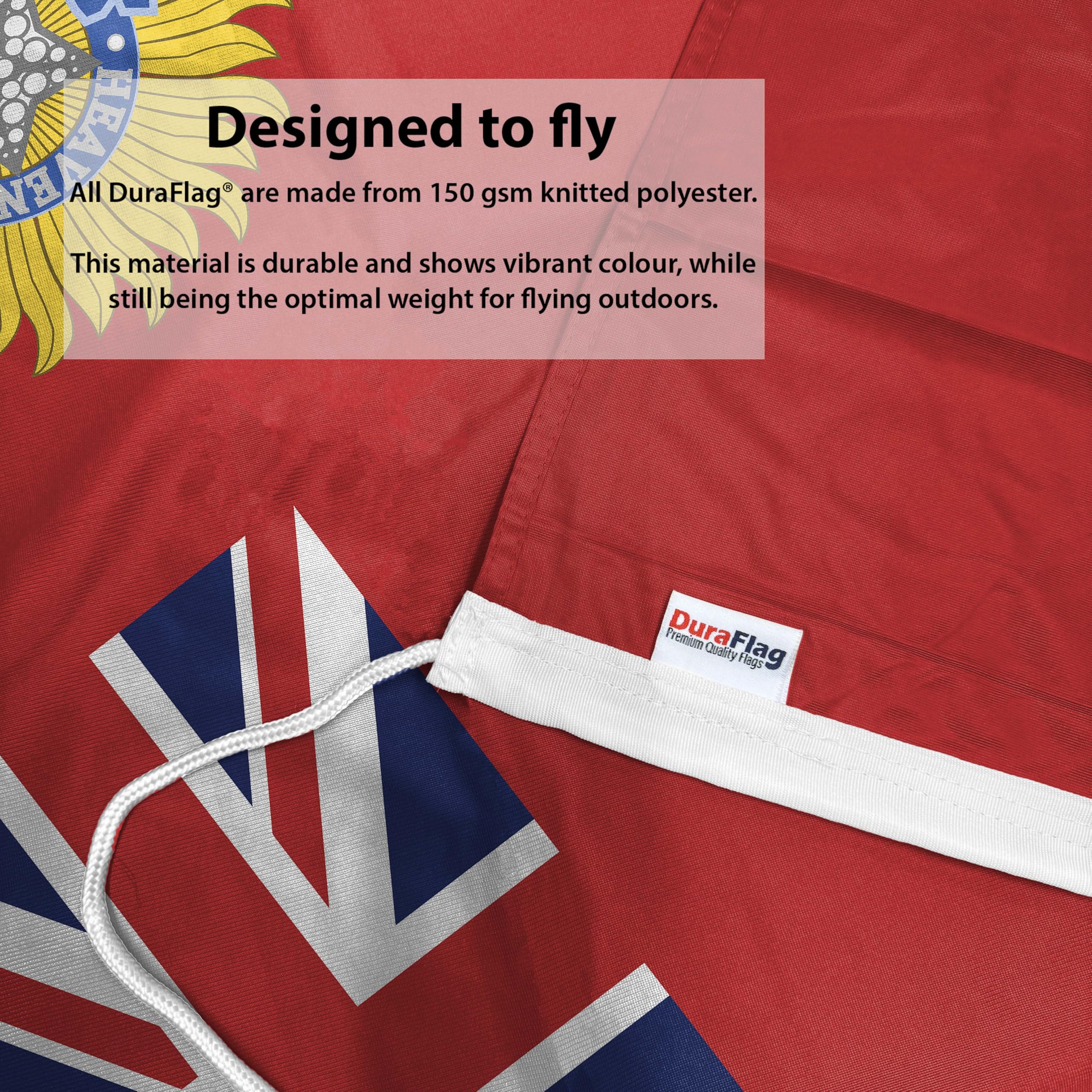DuraFlag British Raj Red Ensign 5ft x 3ft Flag Premium Quality With Rope & Toggle Reinforced Stitching 150cm x 90cm British Indian Ensign Heavy Duty Polyester Weatherproof Fade Resistant - Image 3
