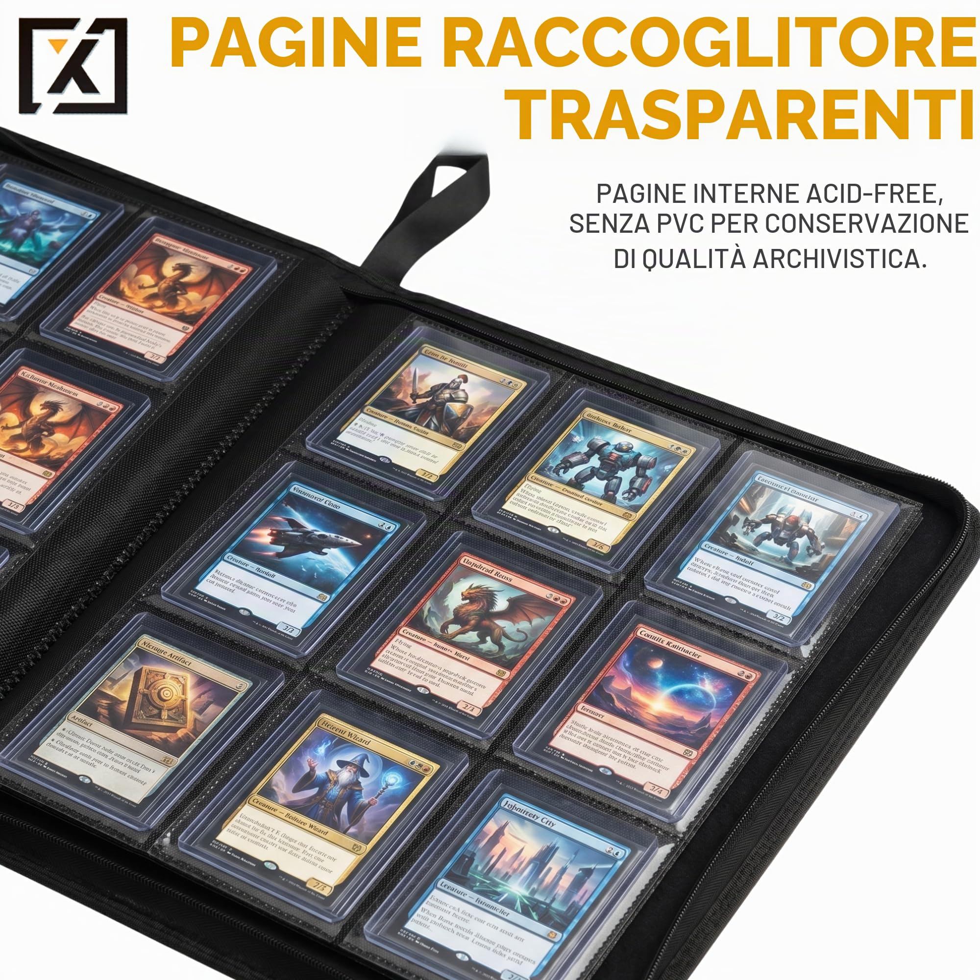 X PRO Raccoglitore Toploader | Contiene oltre 200 custodie rigide Toploader | Album per carte collezionabili a 9 tasche | Raccoglitore a lungo termine | Maniche laterali