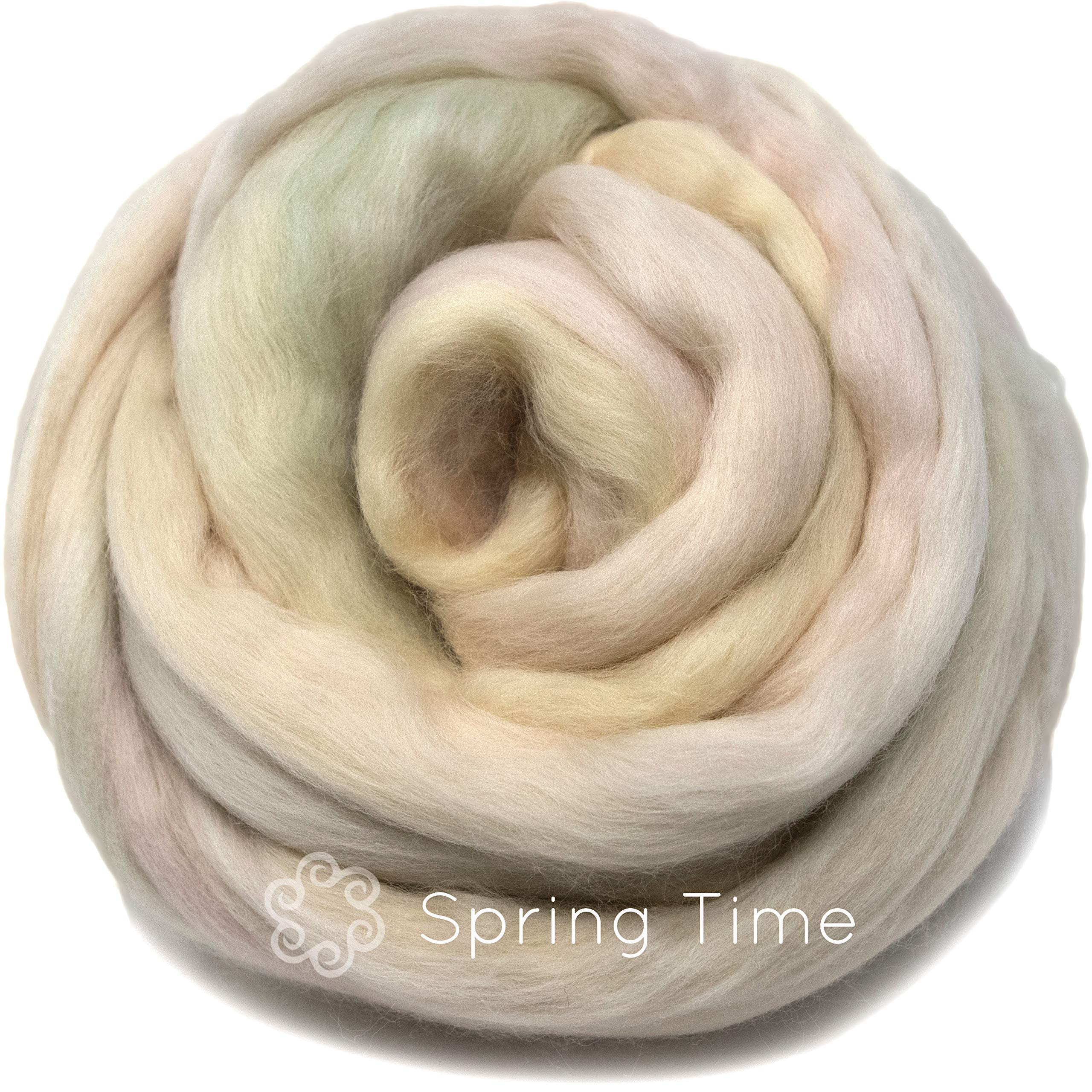 Fibra de merino superfina para hilar y fieltro. Mezcla de colores superior peinada supersuave. Tiempo de primavera