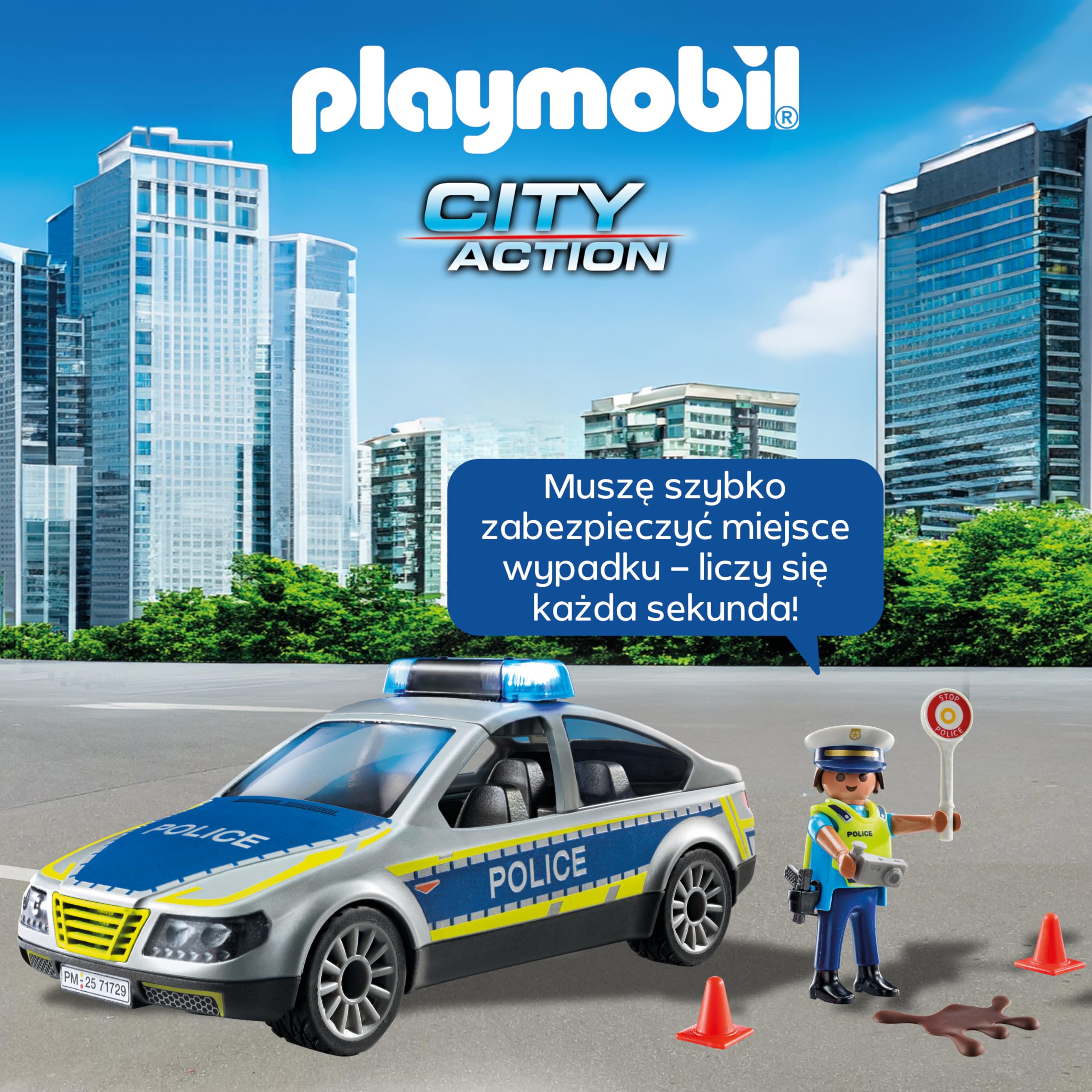 PLAYMOBIL | Action Heroes | Radiowóz policyjny | Samochód policyjny | Auto zabawkowe | Zabawka dla dzieci od 4. roku życia | 71729