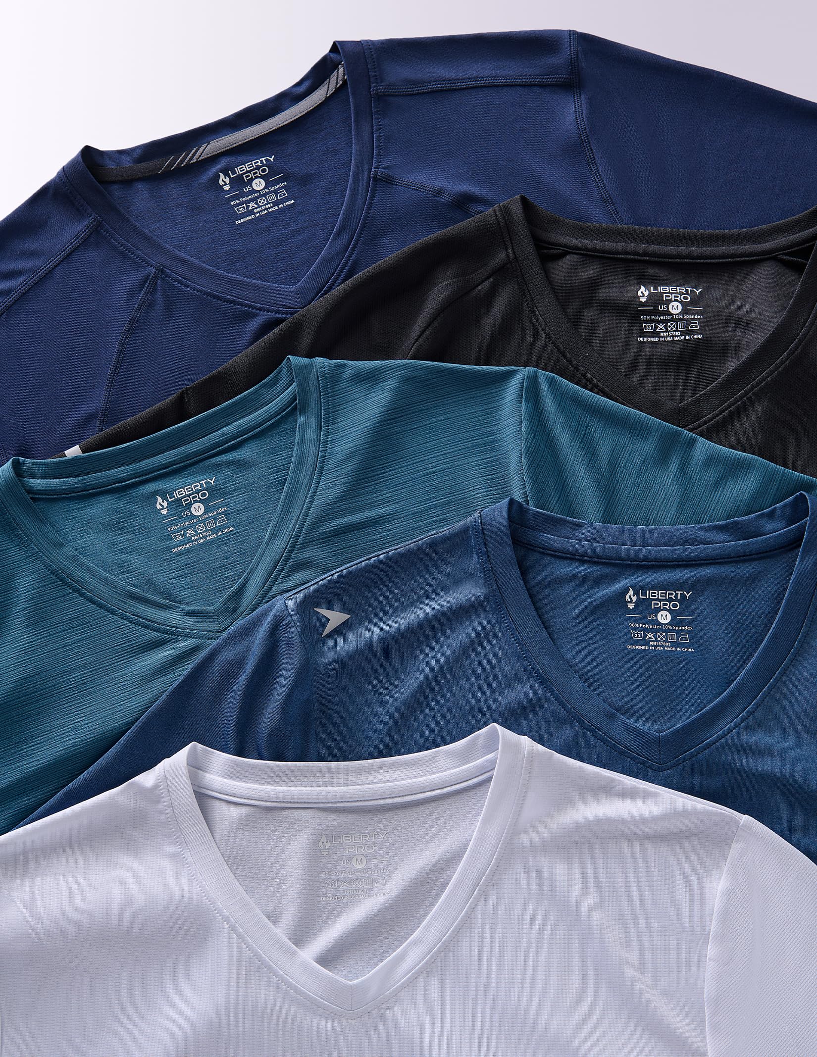 Liberty Pro Camisetas de Manga Corta con Cuello En V Dry Fit Hombre