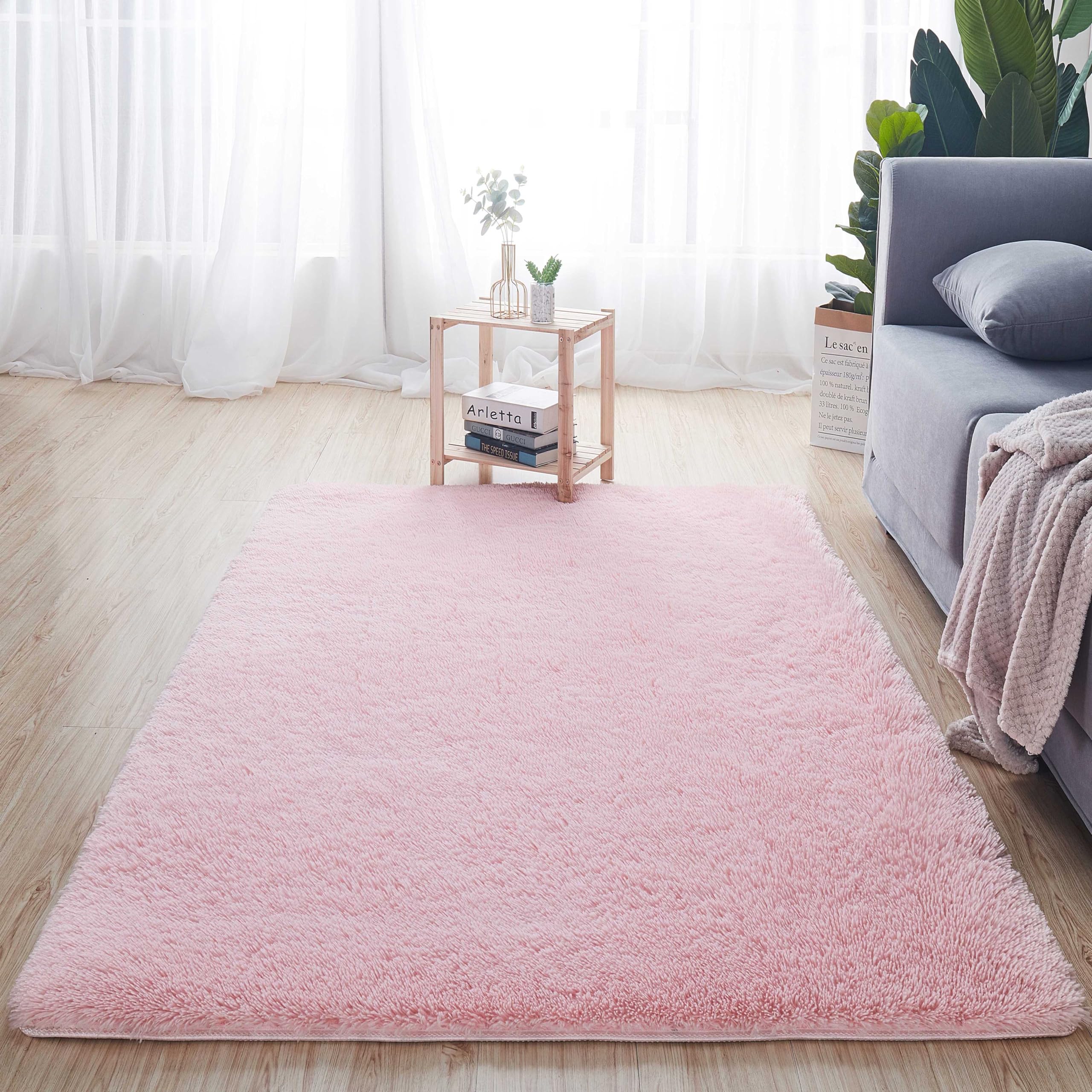 Tapis shaggy doux violet déco chambre enfant et adulte en 60x120 cm
