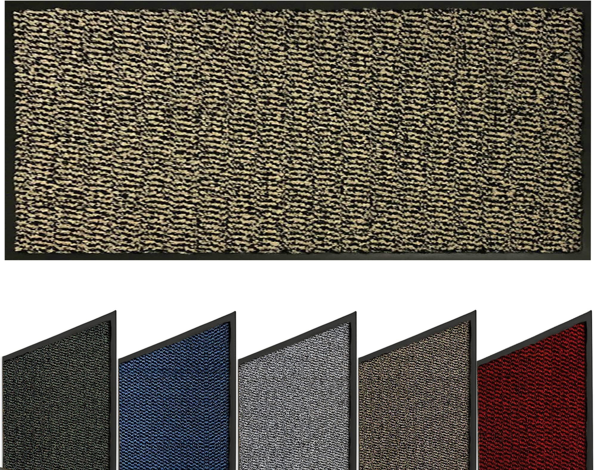 FB FunkyBuysBarrier Mat Large Door Mat Rubber Backed Medium Runner Barrier Mats Rug PVC Edged Heavy Duty (Brown, 60x120)