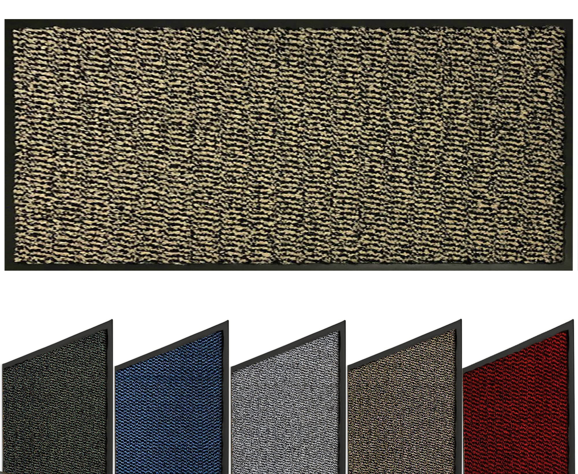 FB FunkyBuysBarrier Mat Large Door Mat Rubber Backed Medium Runner Barrier Mats Rug PVC Edged Heavy Duty (Brown, 60x120)