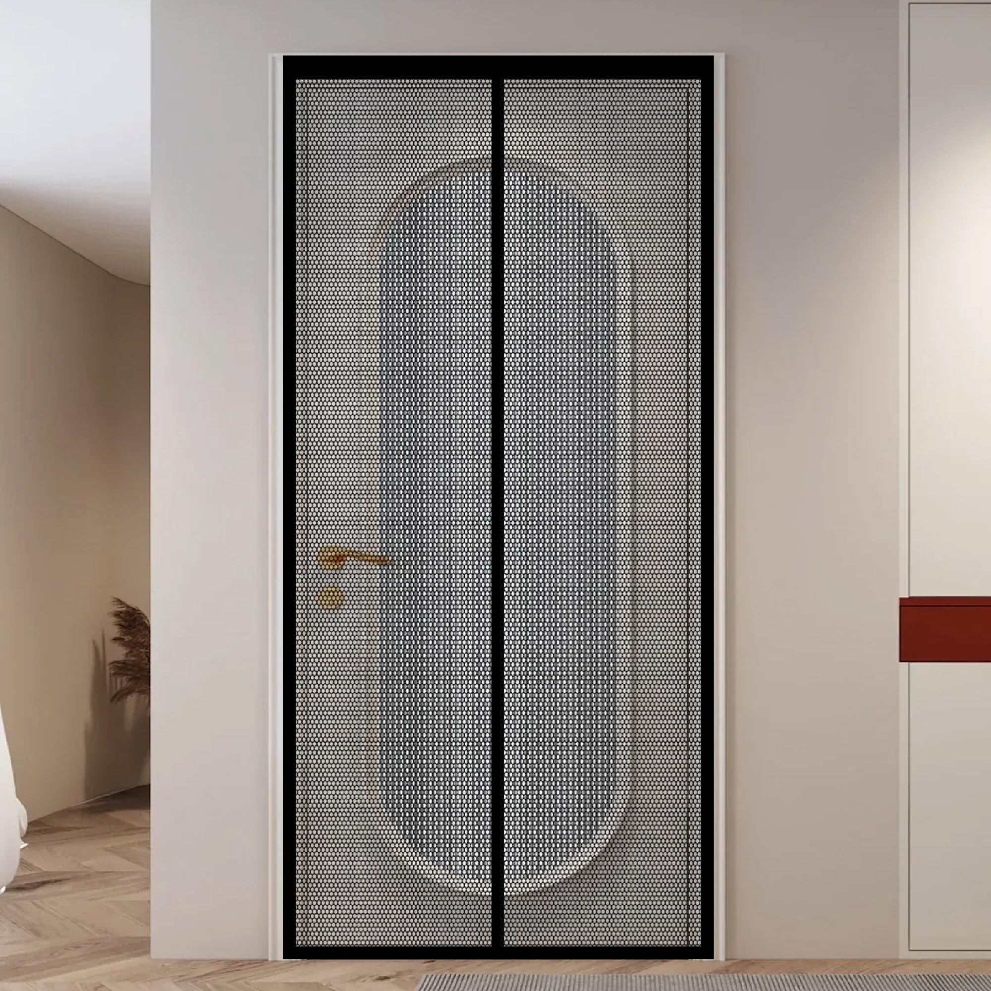 Fly Screen Door Magnet 78 x 197 cm Heavy Duty Mesh Curtain Without Drilling Top-to-Bottom Seal Automatically for Balcony Door, Black
