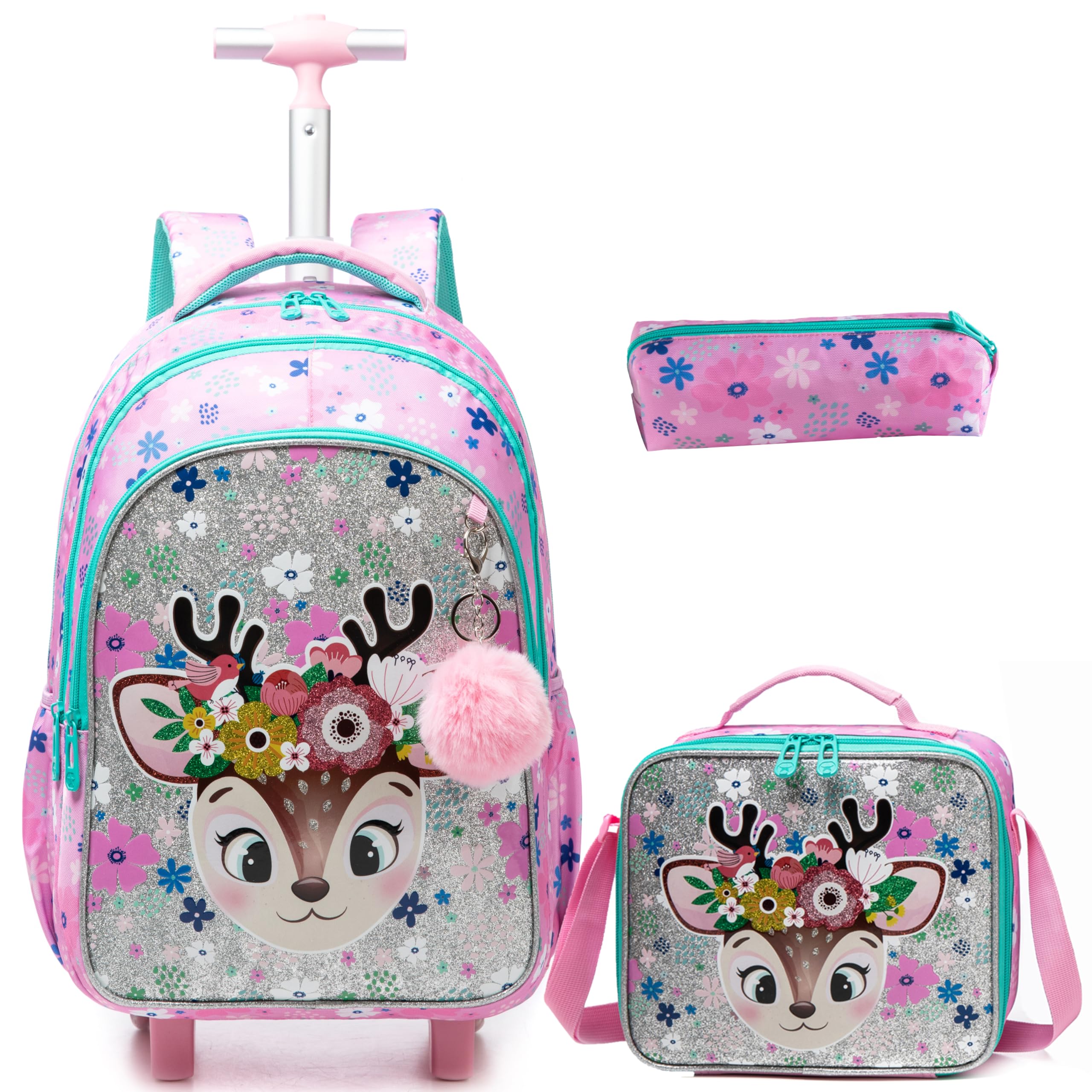 EgchesceboKids Rolling Backpack for Girls Luggage Backpacks for Elementary