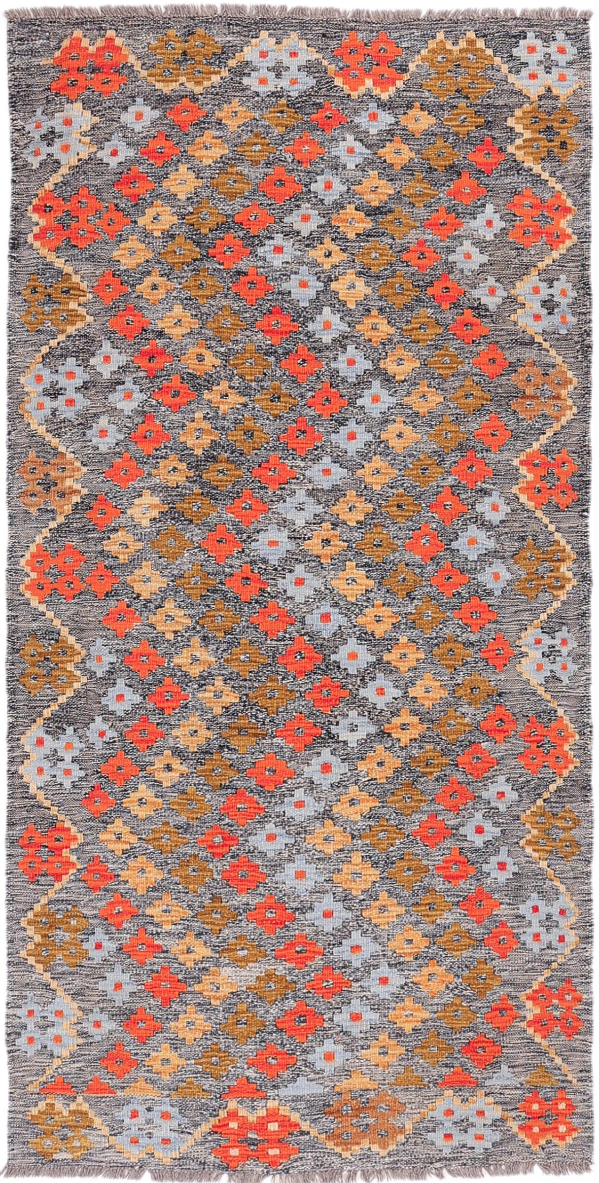 Tapis Kilim Afghan Heritage laine tissé main 104x205 tapis d'Orient de course