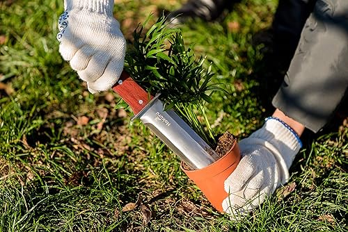 Miniatura 4 de Cuchillo Hori Hori - Herramienta de jardinería para jardinería, excavación, deshierbe, corte, plantación con funda de cuero, hoja de acero