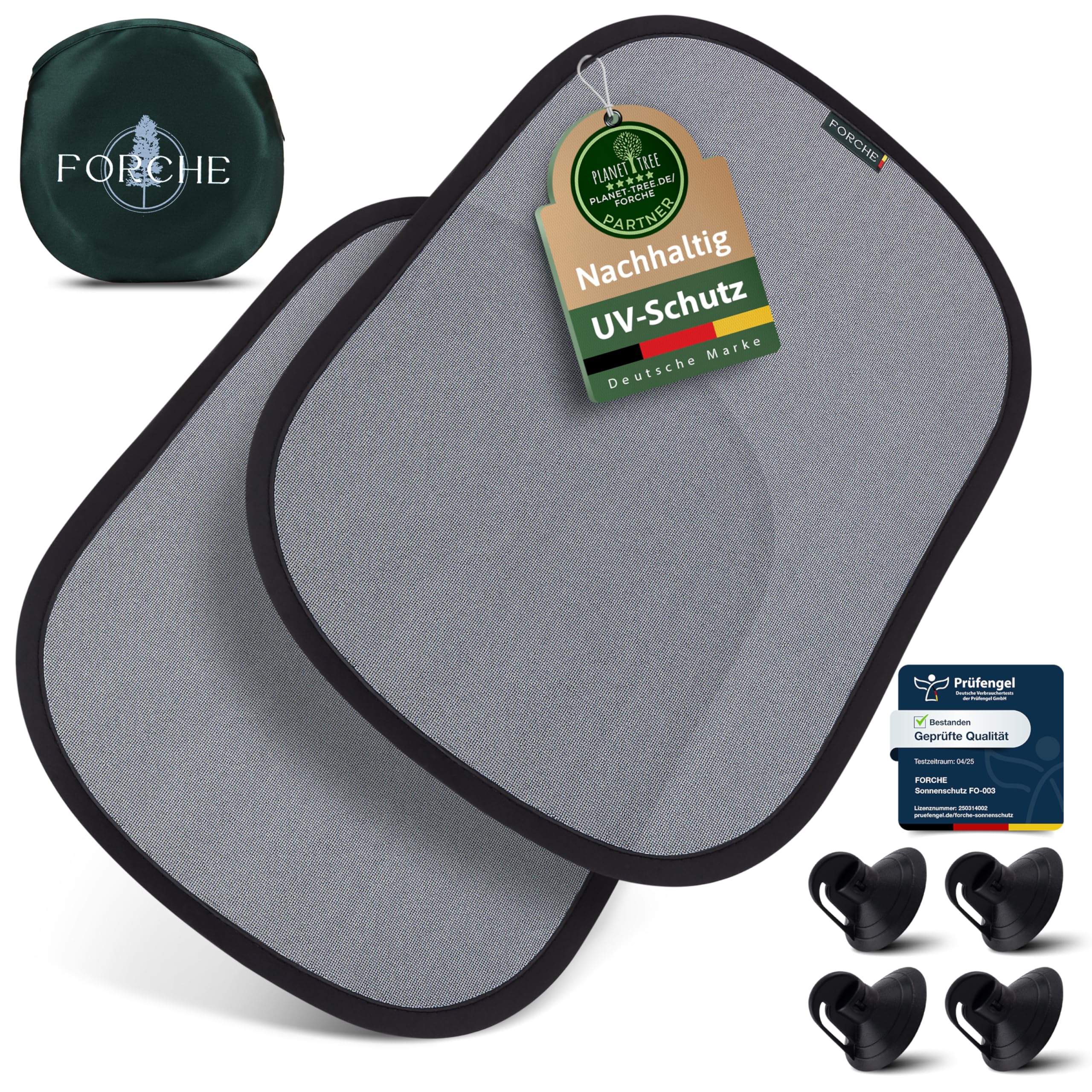 FORCHE® Auto Sonnenschutz Seitenscheibe – Sonnenblende, UV-Schutz für Babys/Kinder, reduziert Blendung & Hitze, schnelle Montage mit starken Saugnäpfen