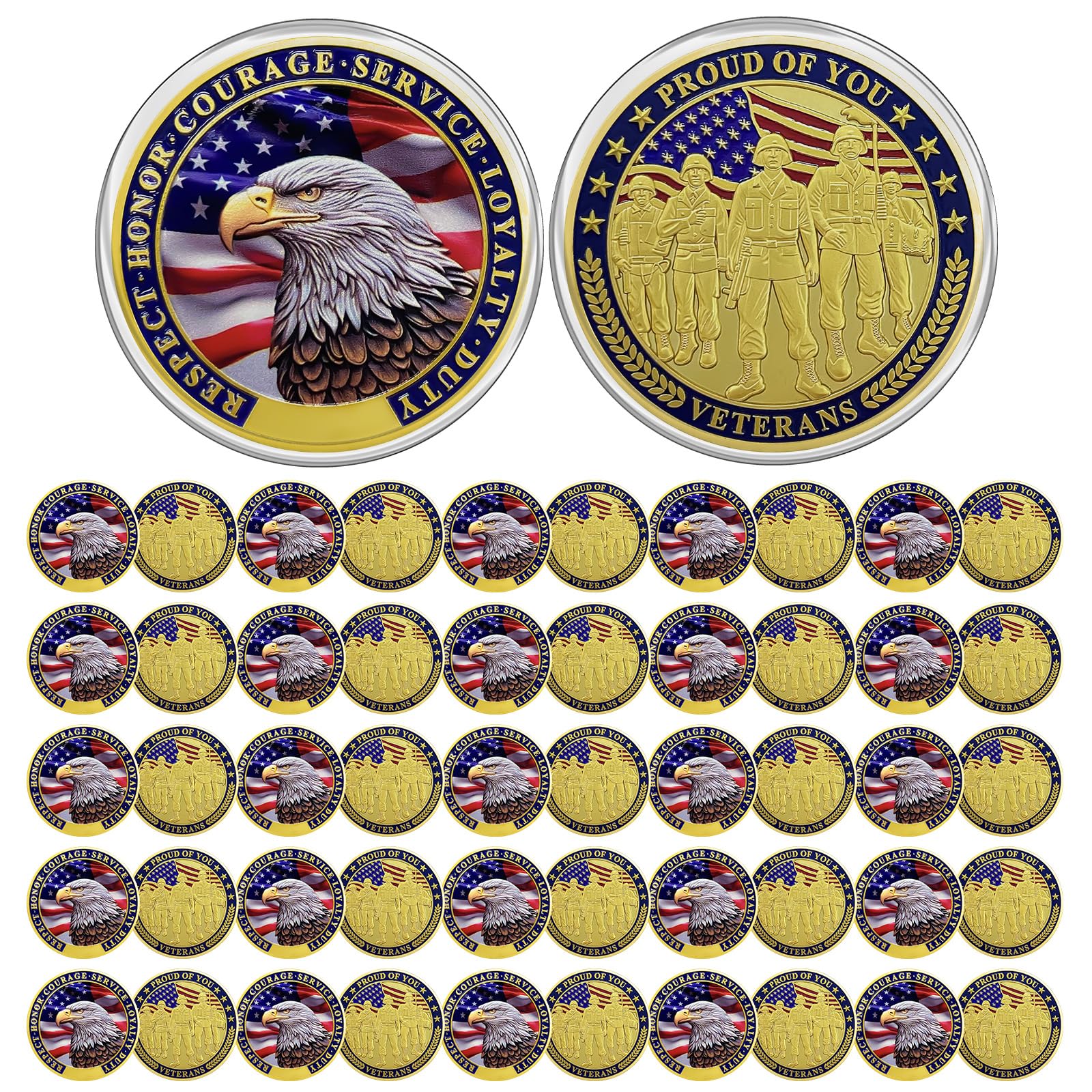 Bulk Military Collectible Coins 24Pcs Military Veterans Challenge Coins Set  - Army Appreciation Gifts For Service Members & Veterans Bulk Challenge  Coins