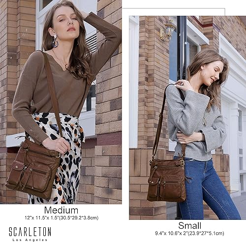 Miniatura 2 de Scarleton - Bolso tipo bandolera con varios compartimentos para mujer bolso de hombro de cuero vegano lavado ultrasuave H1833