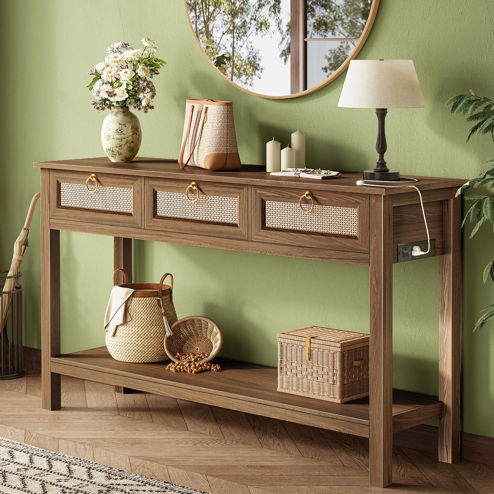 SUPERJARE Rattan Console