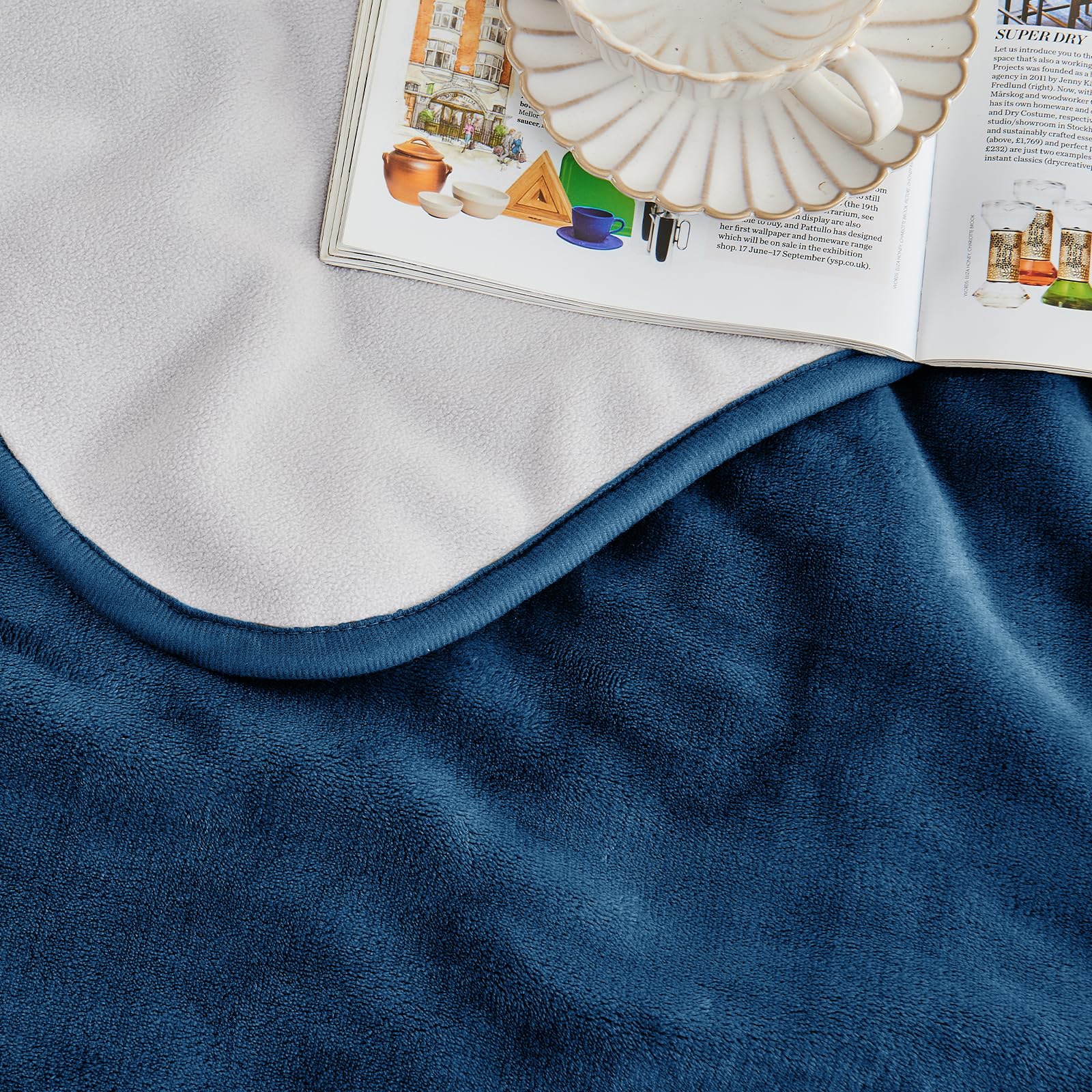 Coperta impermeabile 101 x 152 cm per adulti, reversibile, impermeabile, per cani, gatti, animali domestici, morbida coperta a tenuta stagna per letto, divano, protezione per mobili, blu navy
