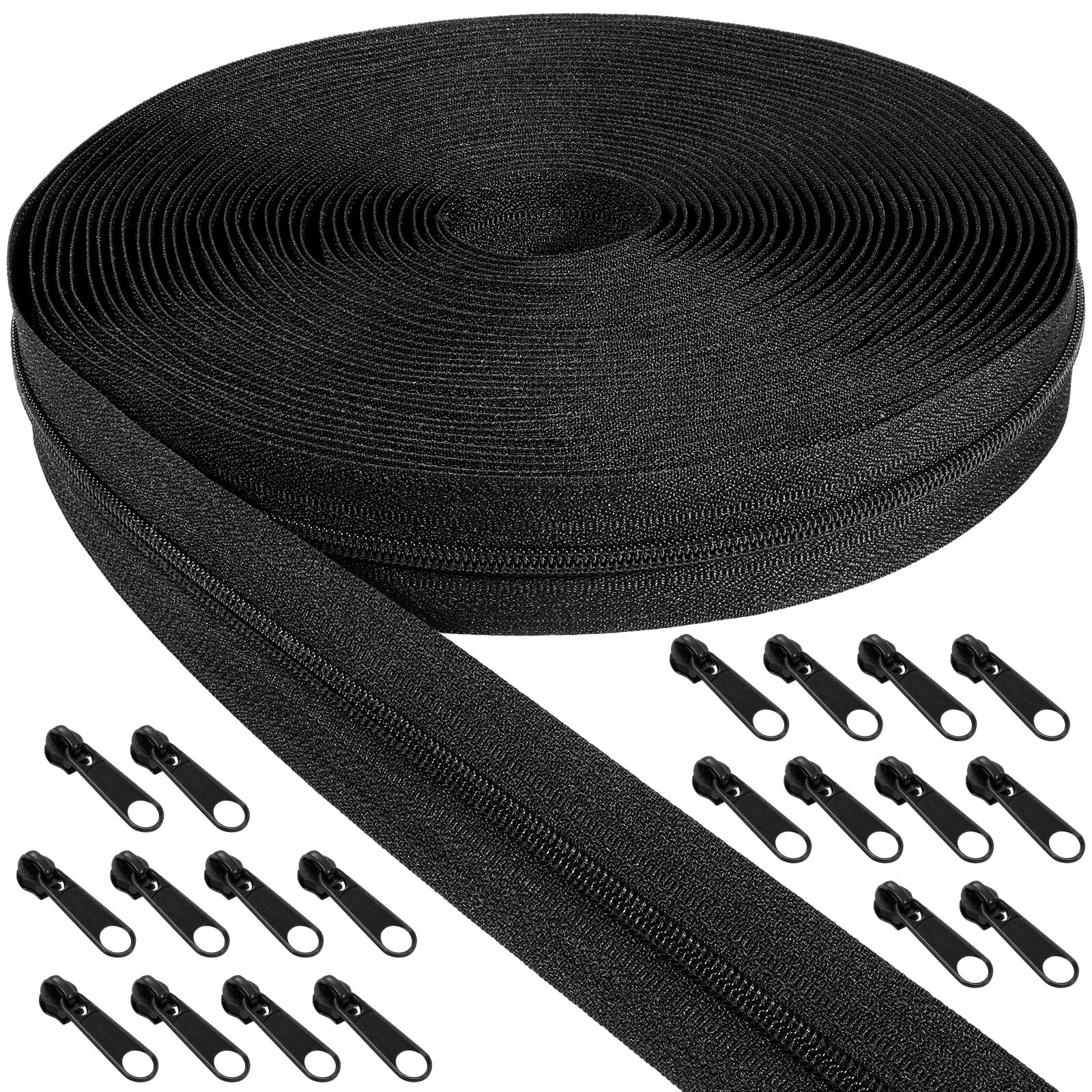 Eindeloze ritssluiting met ritssluiting, 3 mm, 5 mm, 9 m, nylon, eindeloze ritssluiting, per meter en rits van metaal, voor kleding, tassen, mapjes, beddengoed, crèmewit (zwart, #5