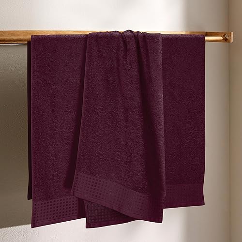 Vista 69 de GLAMBURG Juego de 6 toallas de 100% algodón ultra suave, contiene 2 toallas de baño de 28 x 55 pulgadas, 2 toallas de mano de 16 x 24 pulgadas y 2