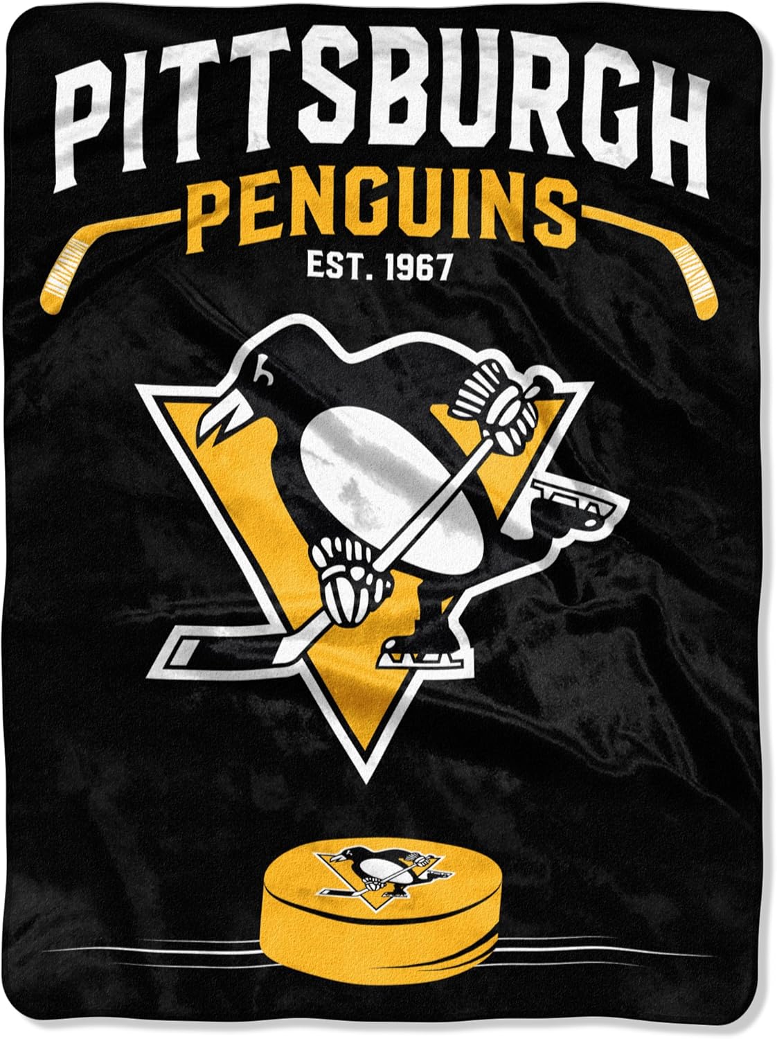 Northwest NHL Unisex-Adult Raschel Throw Blanket Pittsburgh Penguins 60" x 80" Black