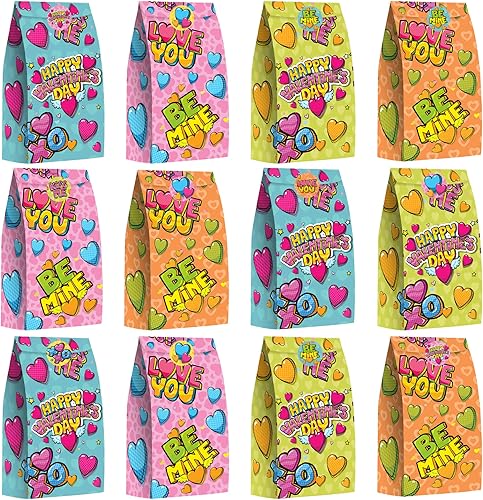 ArtCreativity 24 bolsas para el día de San Valentín con 24 calcomanías, regalo de San Valentín, bolsa de dulces, bolsas de regalos para fiesta de