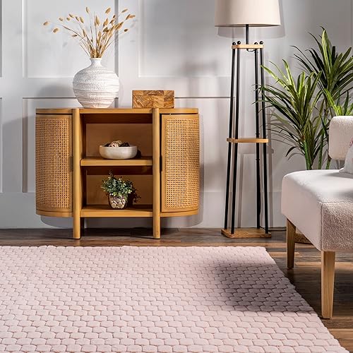 Miniatura 9 de nuLOOM Nia Tile - Alfombra de conejo sintético lavable a máquina, 5 x 8 pulgadas, color rubor