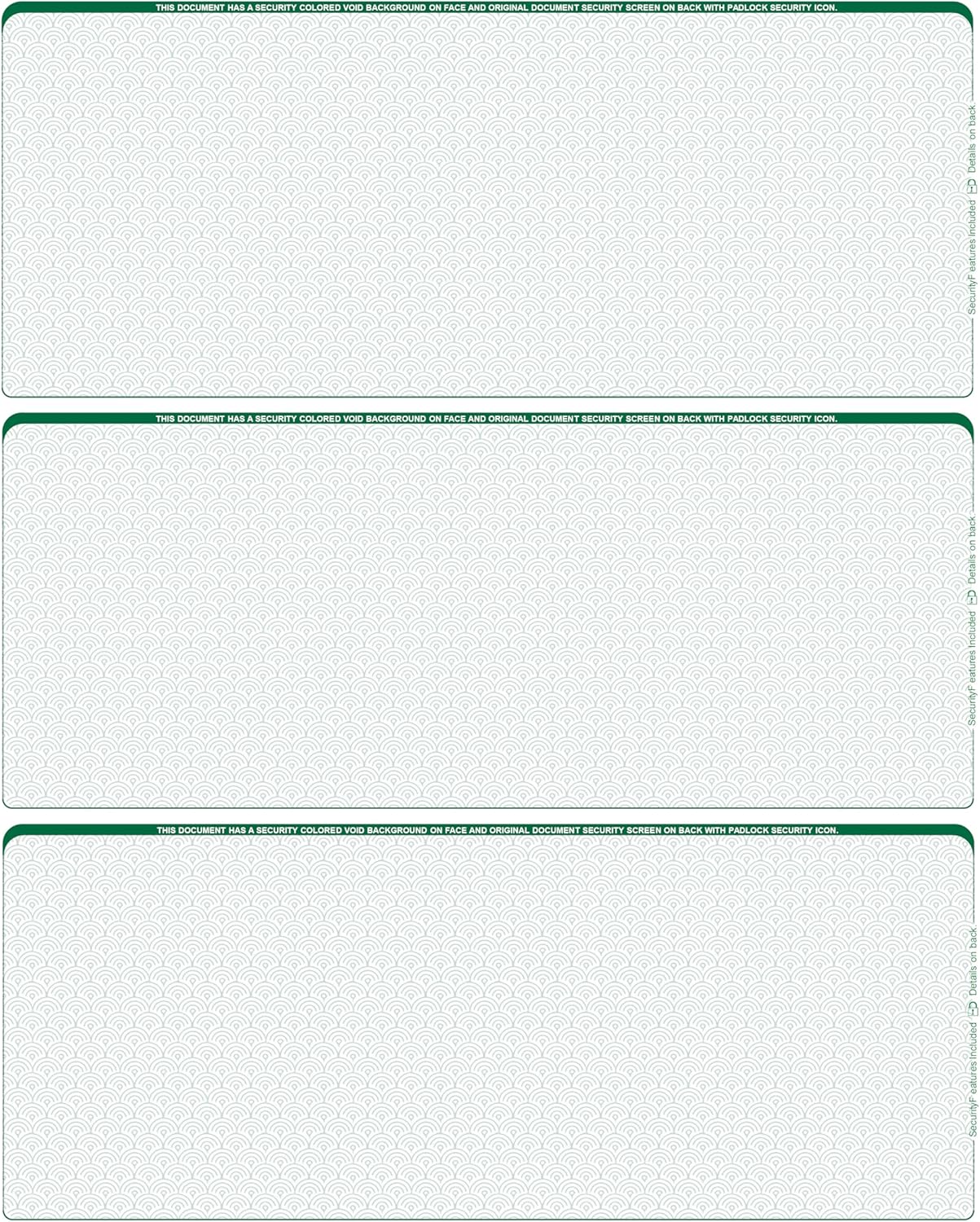 500 Sheets/Blank Laser 3 to A Page Computer Checks (Blue Green)