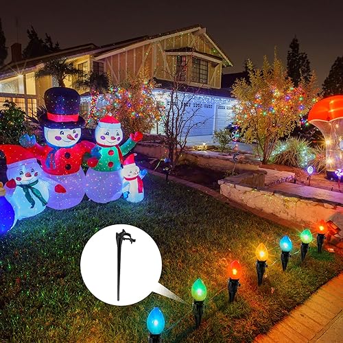 Vista 20 de Jetec Estacas de luz de Navidad universales para patio, césped, luces navideñas para tira de luces C7 C9, estacas de suelo de 7.5 pulgadas para Claro