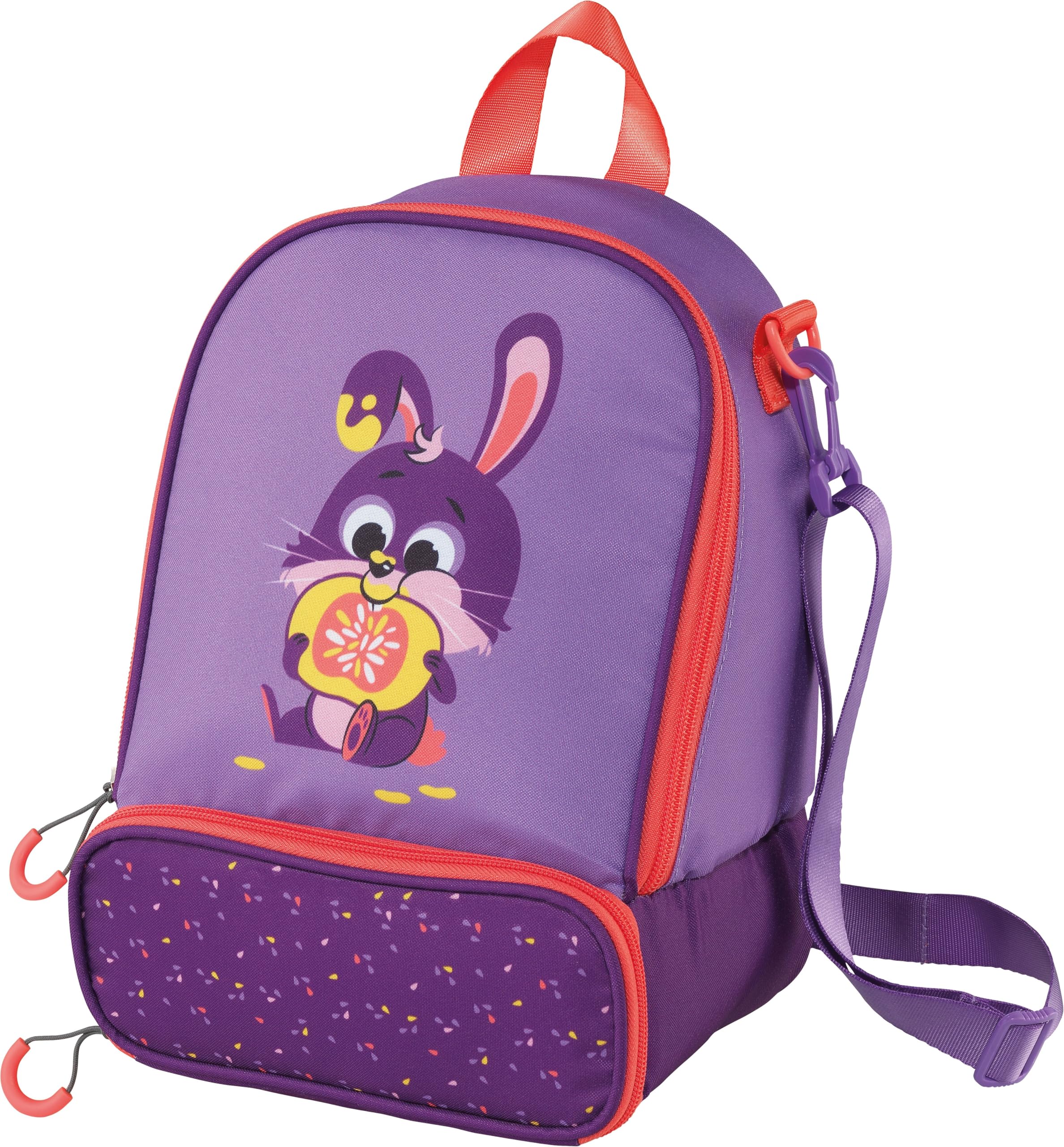 Maped Picnik - Insulated Lunch Bag Neon Purple Rabbit - 2 Compartments - Removable Shoulder Strap - Inside Elastic for Bottle Holder