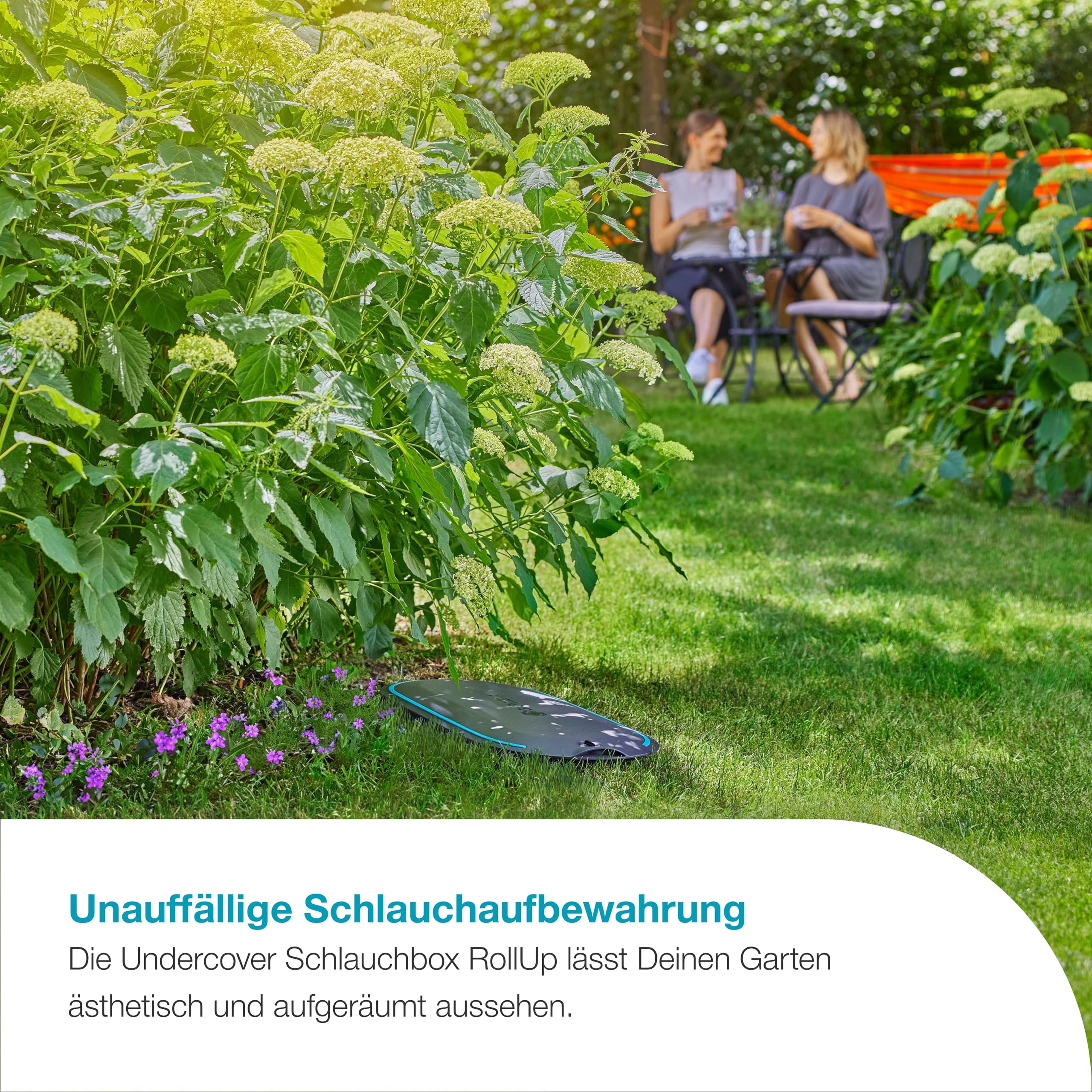 Gardena Undercover Schlauchbox RollUp M, 20 m Schlauch, diskrete unterirdische Installation, automatische Aufrollfunktion, wetterfest, flexible Anschlussmöglichkeiten (18650-20)