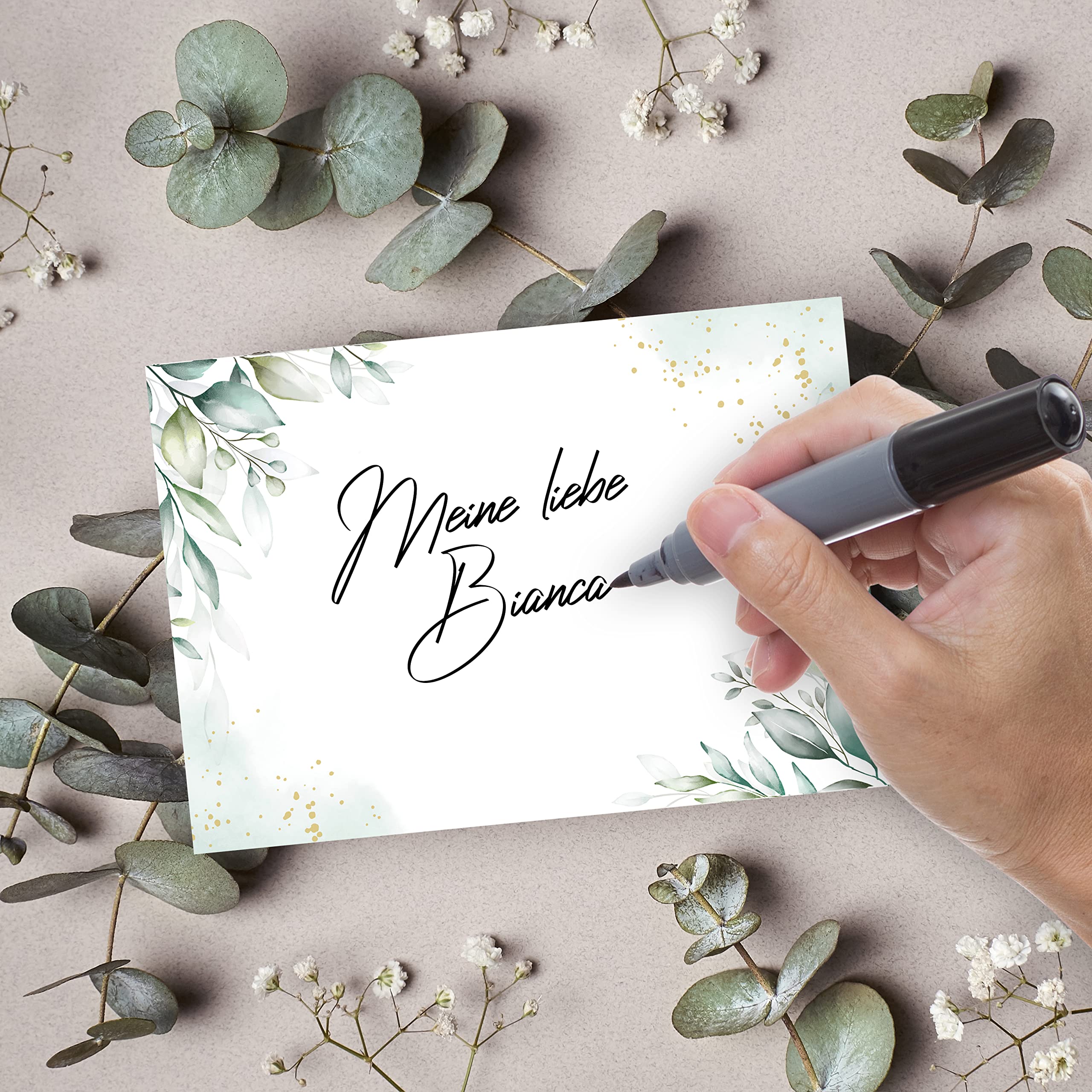 20 X Blank Pattern Cards Set For Self Design Self Printing DIY Invitation Card Green Watercolor Postcards 2 Sided Invitation Game Birthday Elegant Congratulations Greeting Card DIN A6