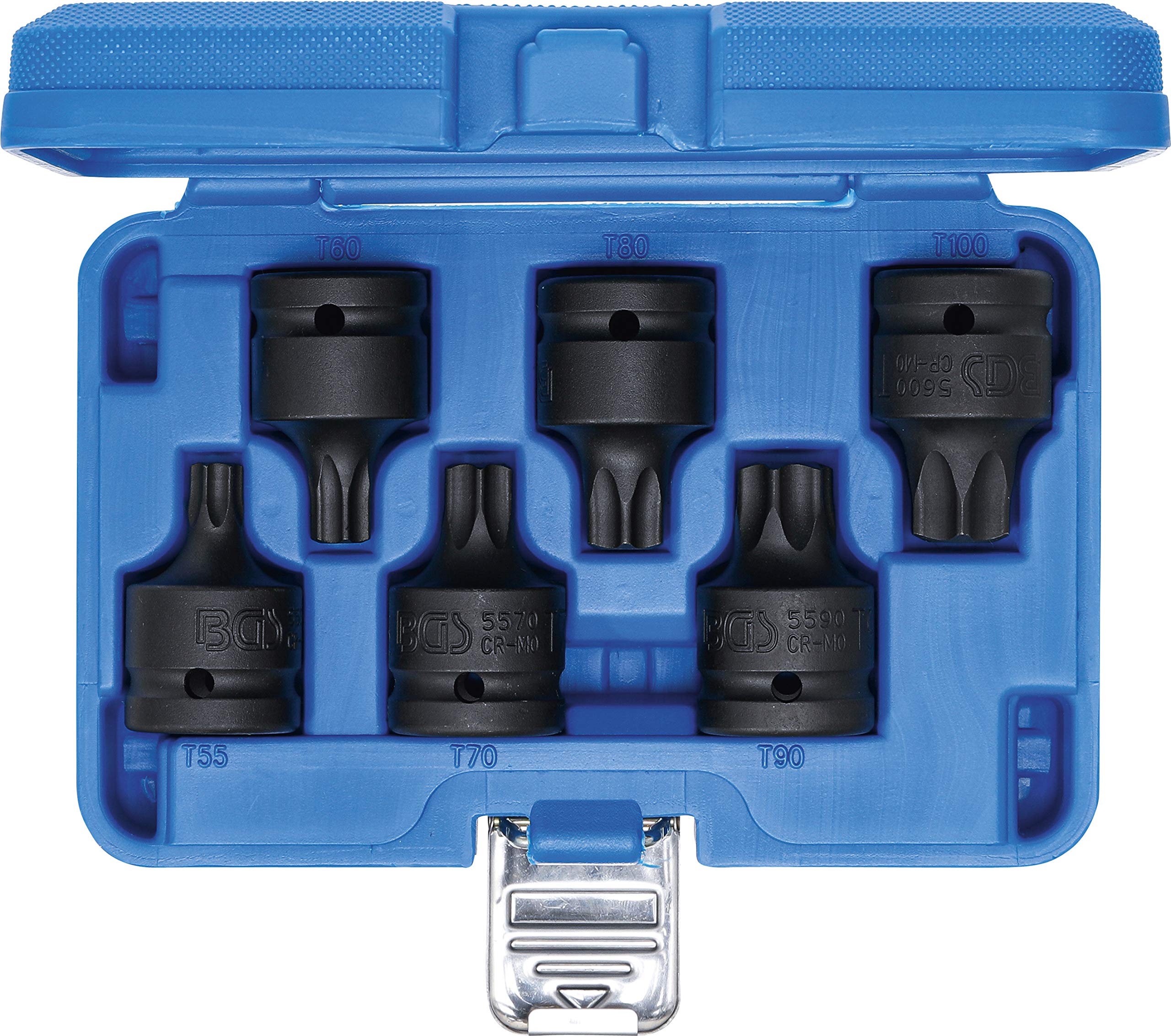 BGS 5055 | Zestaw nasadek udarowych do bitów | 20 mm (3/4") | profil T (do Torx) T55 - T100 | 6 szt.