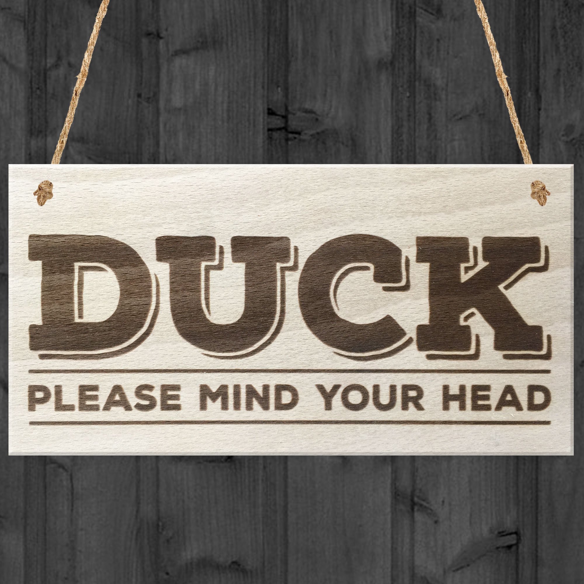Red Ocean Duck Please Mind Your Head Novelty Door Sign Wooden Hanging Plaque Low Beam Sign Gift
