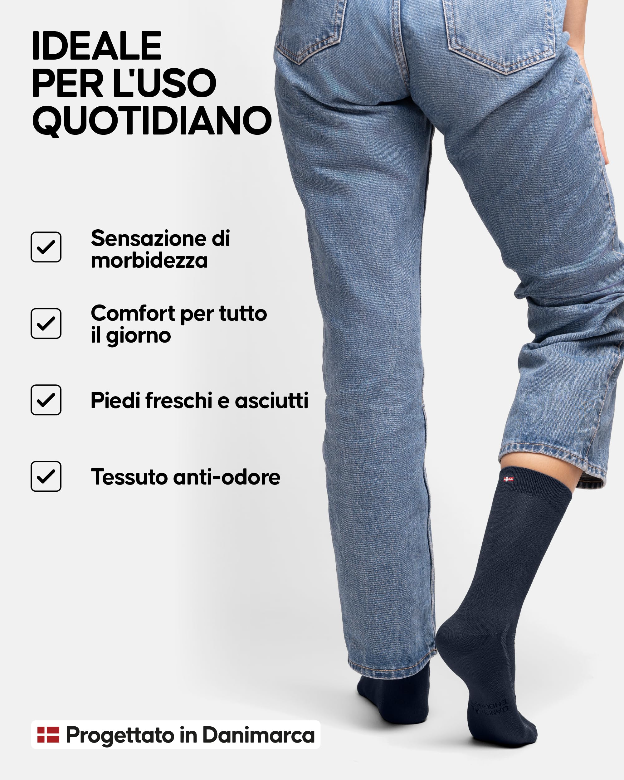 DANISH ENDURANCE Calzini Uomo Fibra di Bambù, Calze Classiche Eleganti in Bamboo, Calzini Estivi Traspiranti, Calze da Lavoro e Uso Quotidiano, 6 Paia