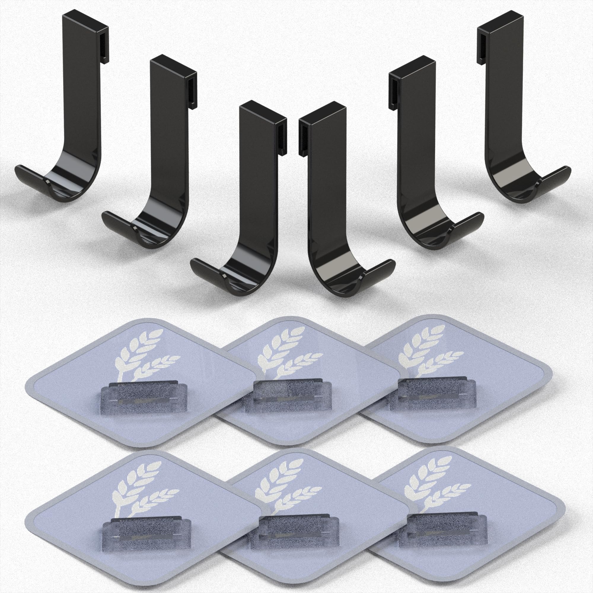 Jovware Black Shower Caddy Sticky Key Hooks Adhesive Hooks for Kids Spoon Hanger Decorative Self Adhesive Coat Hooks