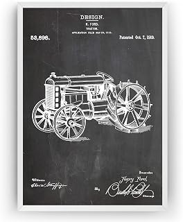 Magic Posters Henry Ford Tractor 1919 Patent Print - Farm House Farmer Farming Agriculture Poster Giclee Art Wall Decor Vintage Blueprint Gift - Frame Not Included