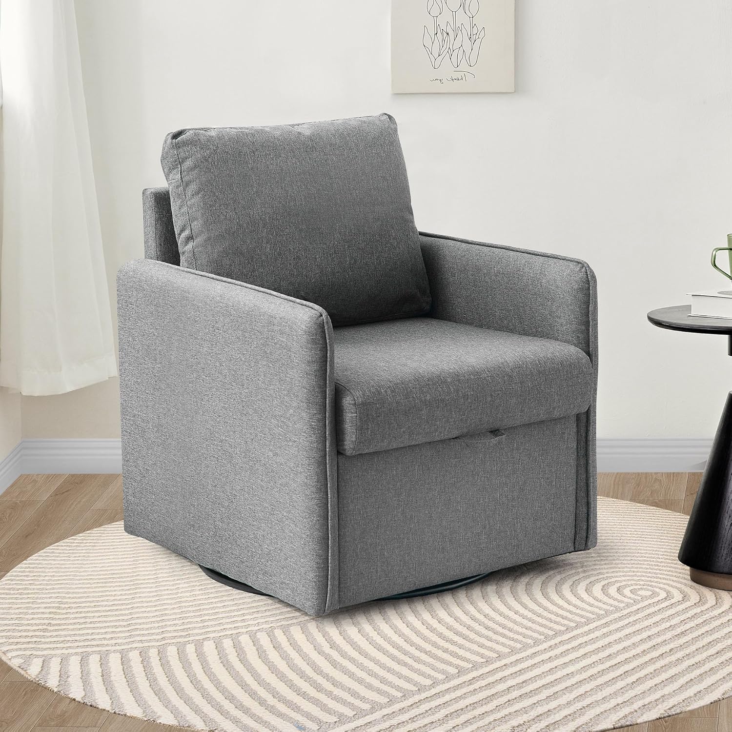 Redlife 360° Swivel Accent Chair, Upholstered Fabric Accent