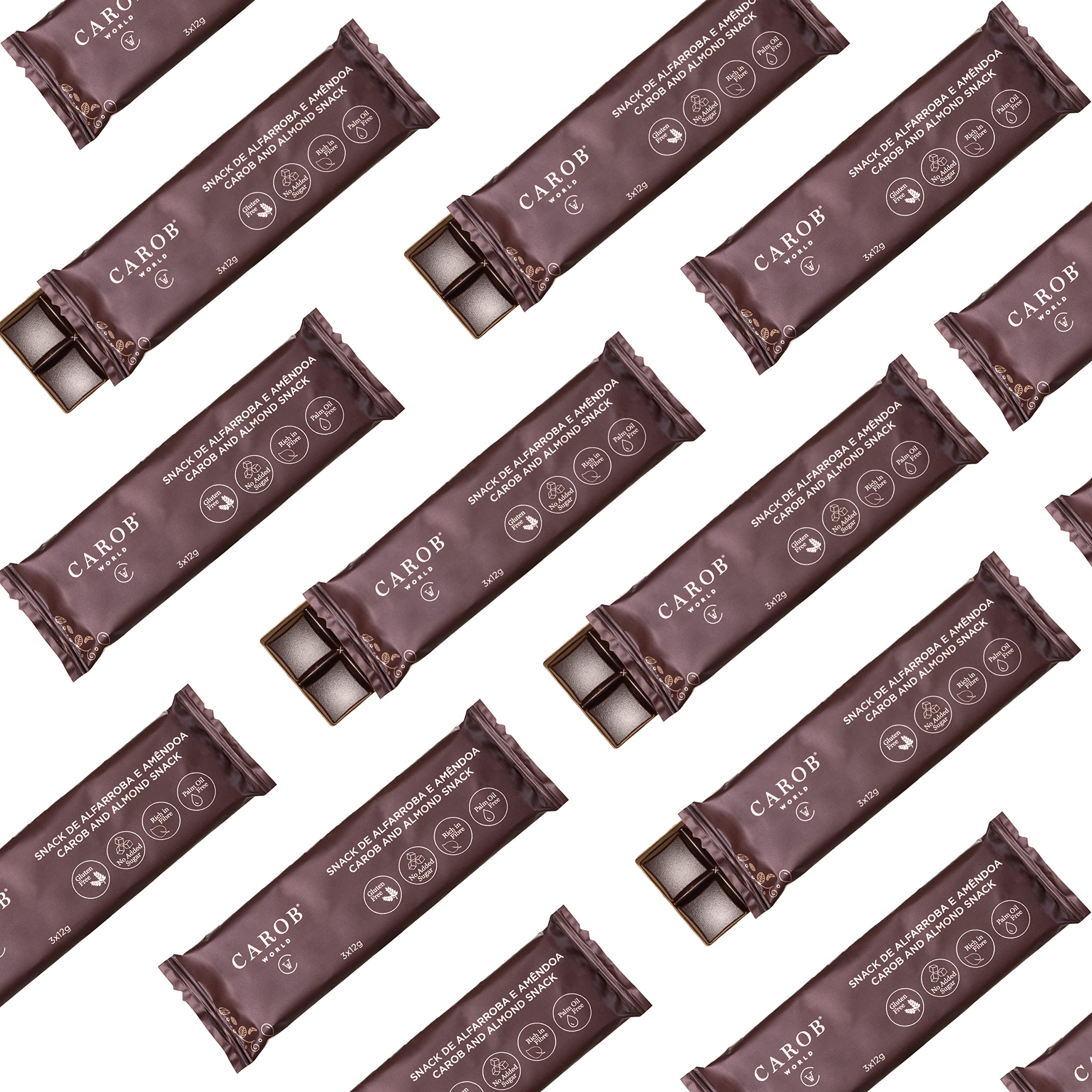 Carob and Almond Snack | | Glutenfrei, zuckerfrei und vegan | 20er-Pack (20 x 36g)